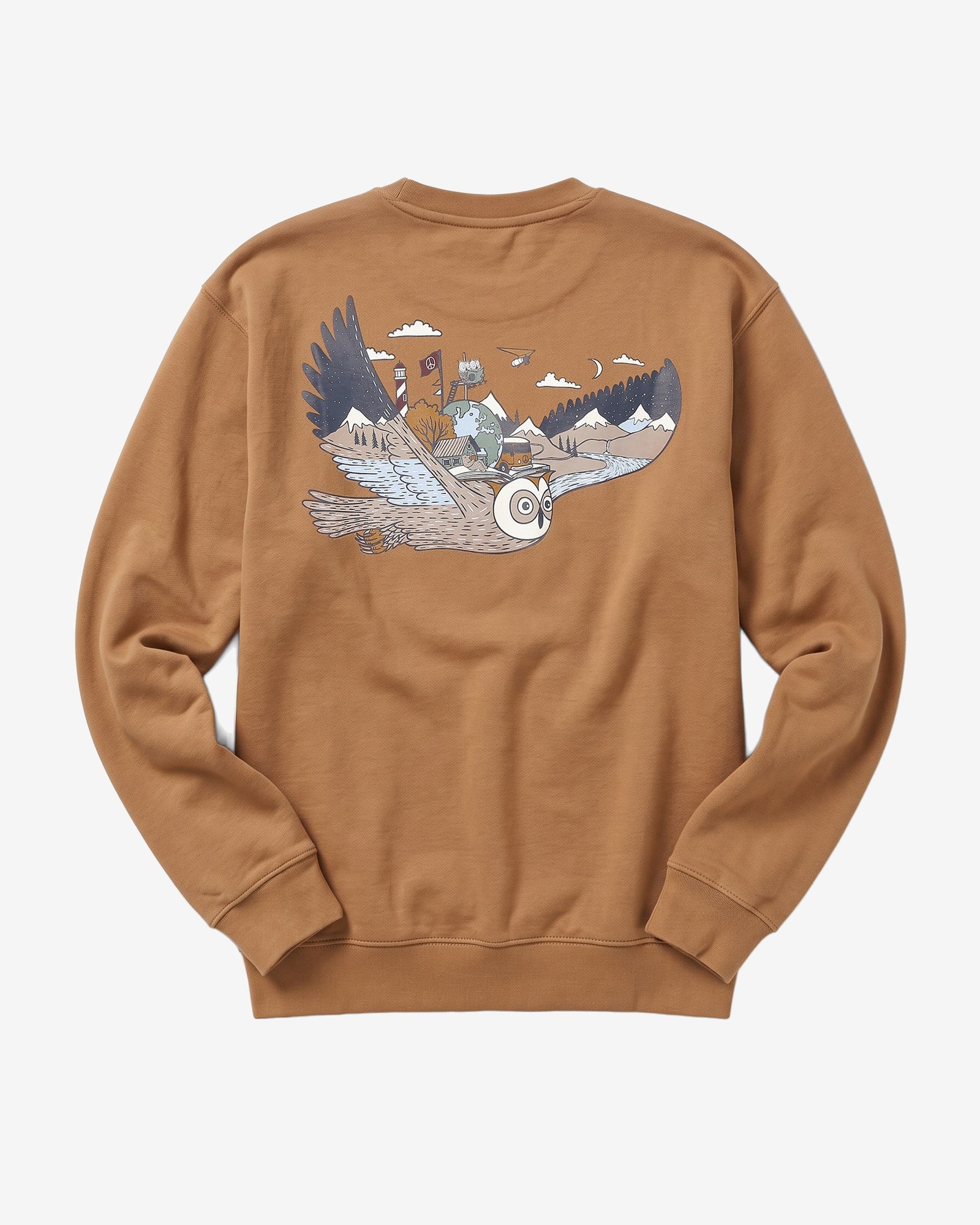 KnowledgeCotton Apparel men vegan Sweatshirt Relaxed Printed Crew Neck Lion Brown