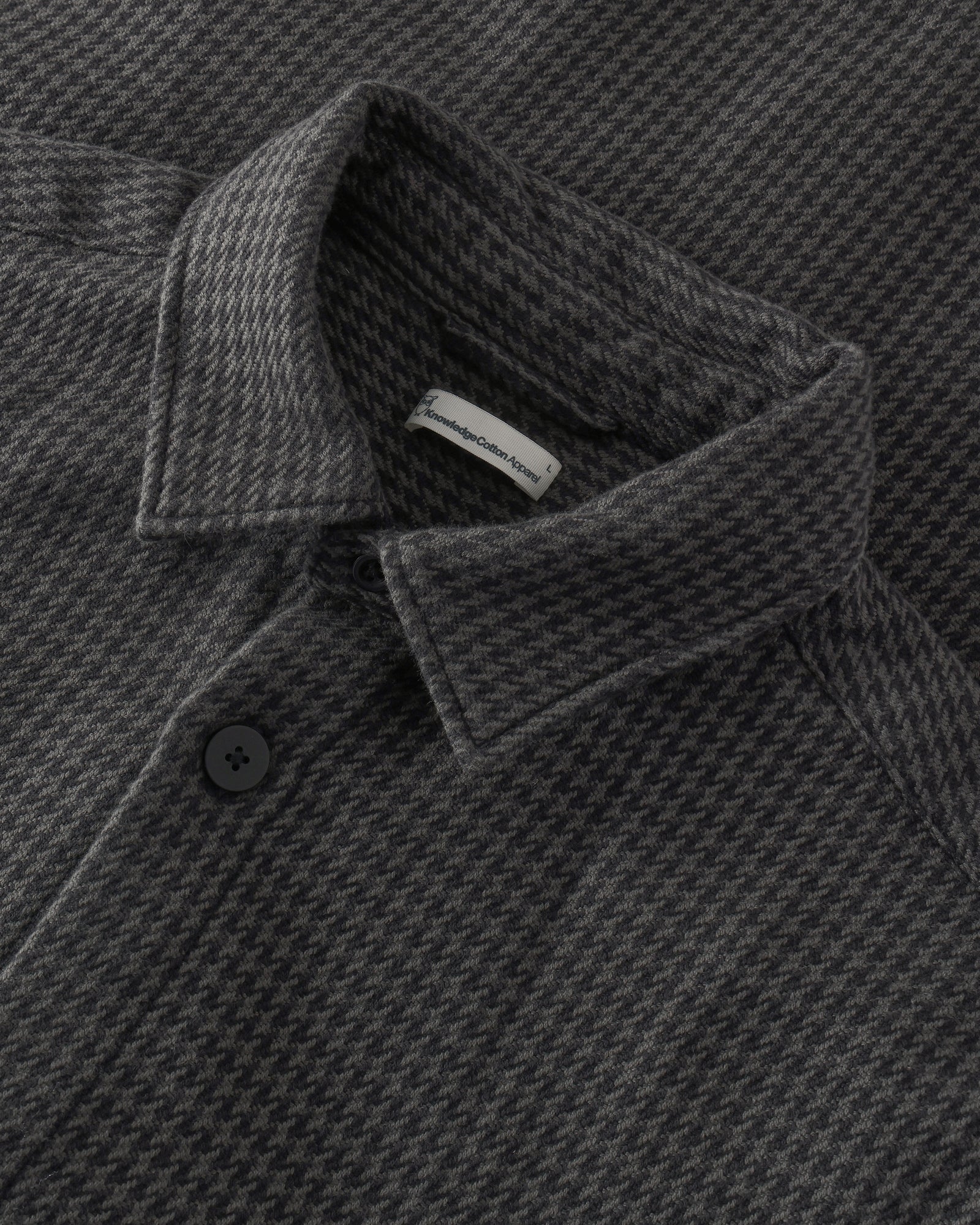 KnowledgeCotton Apparel men vegan Overshirt Loose Houndstooth Grey Check