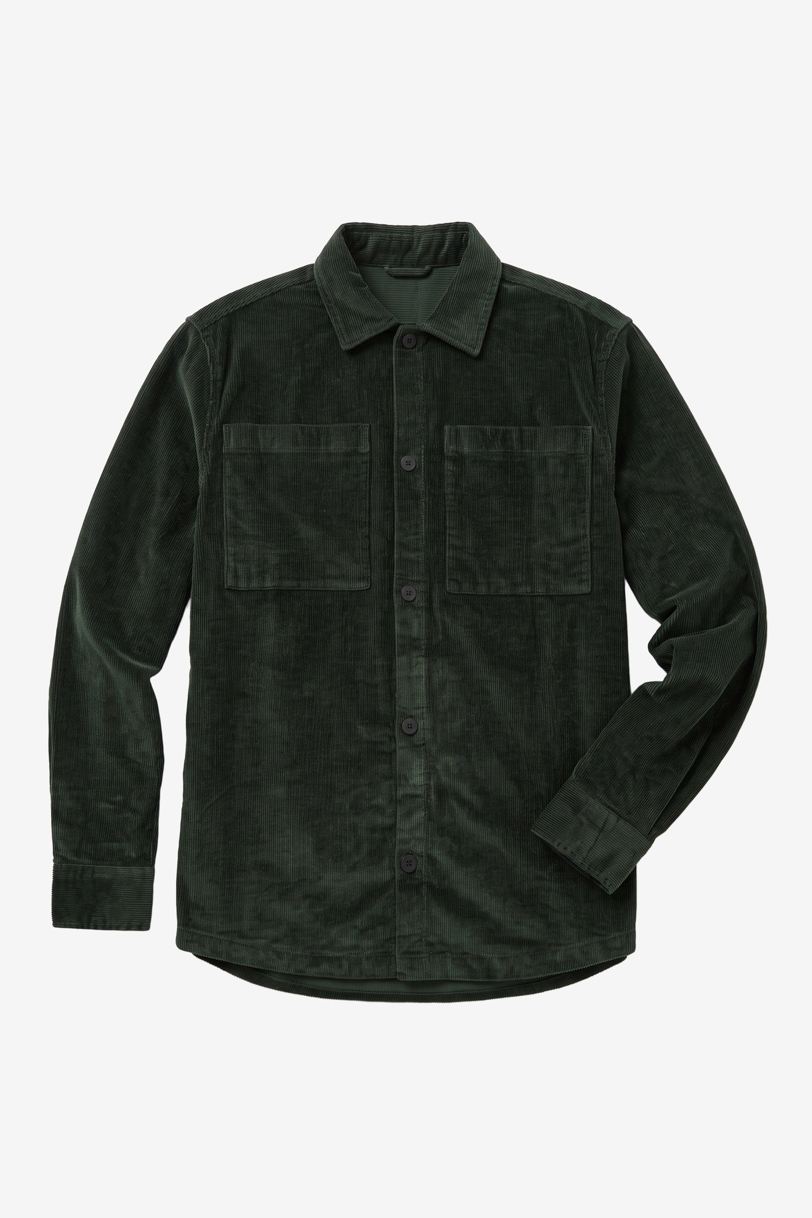 KnowledgeCotton Apparel men vegan Overshirt Loose Corduroy Forest Night Green