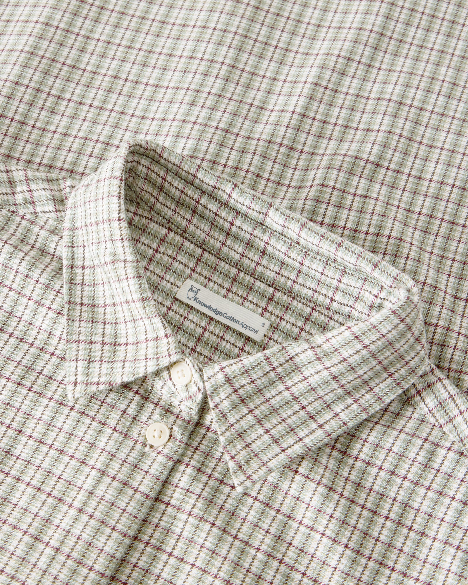 KnowledgeCotton Apparel womens vegan Shirt Relaxed Check Green Check