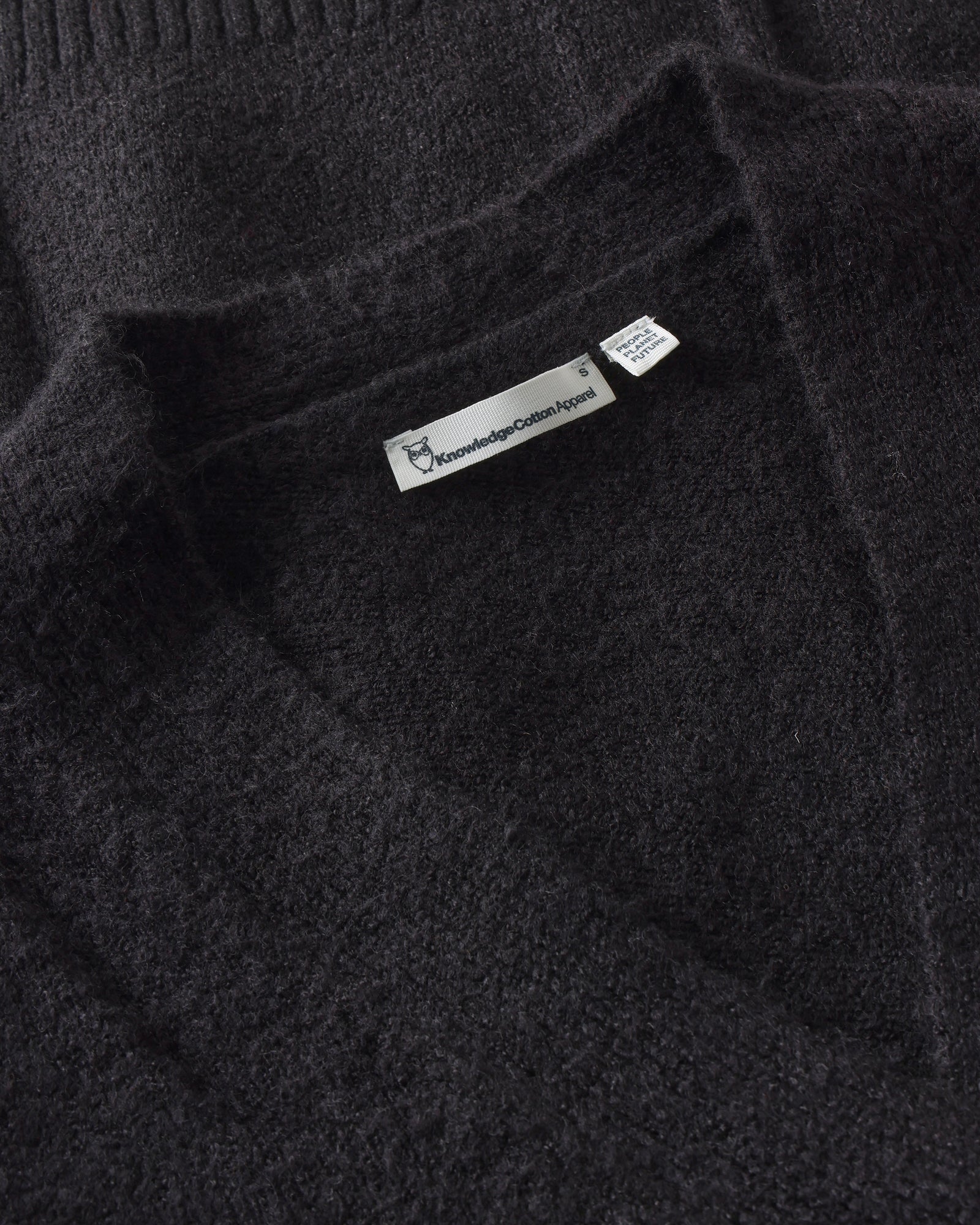 KnowledgeCotton Apparel womens vegan Cardigan Women Soufflé Yarn Black