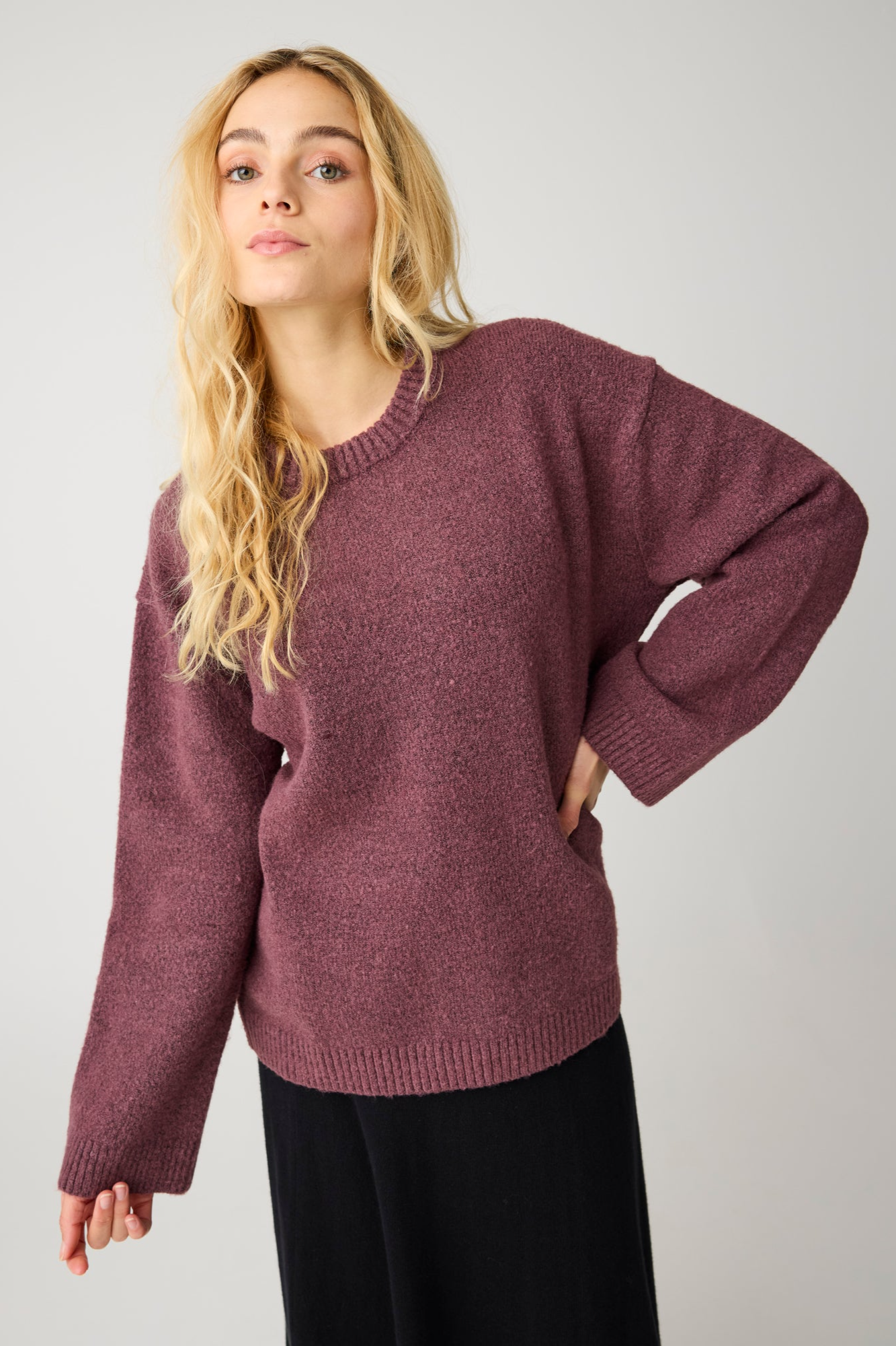 KnowledgeCotton Apparel Damen vegan Pullover Souffl&Atilde;&copy; Garn Bordeaux
