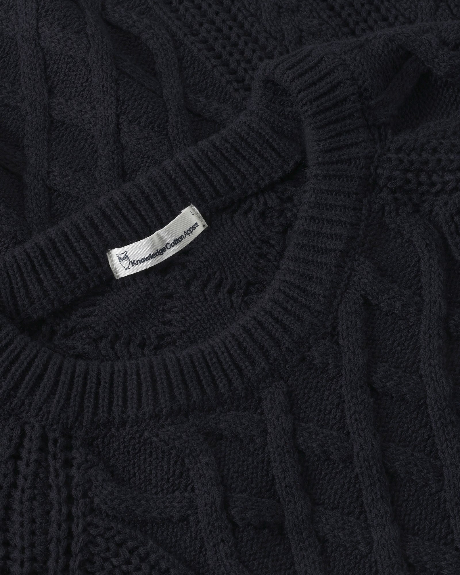 KnowledgeCotton Apparel men vegan Sweater Cable Knit Night Sky Blue