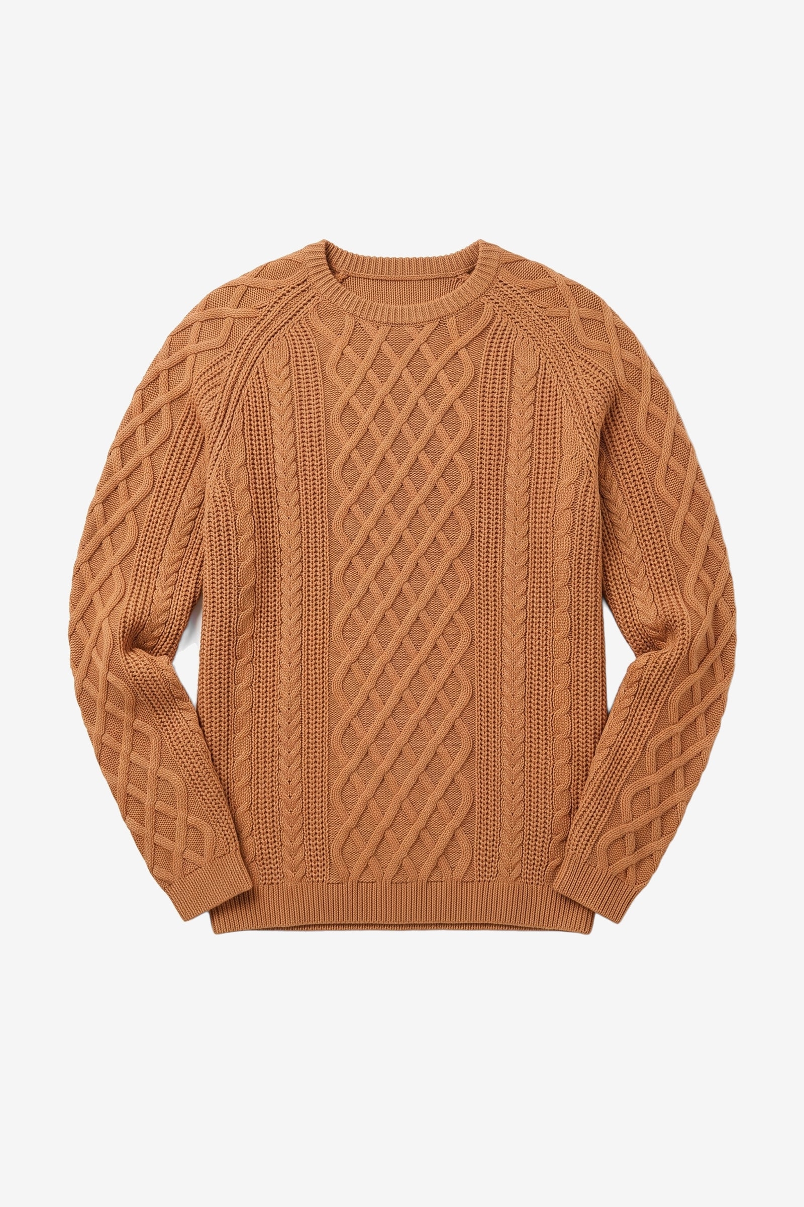 KnowledgeCotton Apparel Herren vegan Pullover Mit Zopfmuster L&Atilde;&para;we Braun