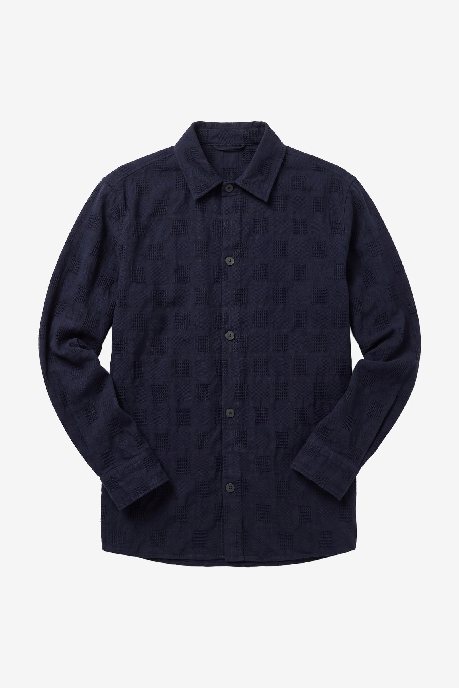KnowledgeCotton Apparel men vegan Overshirt Loose Structure Night Sky Blue