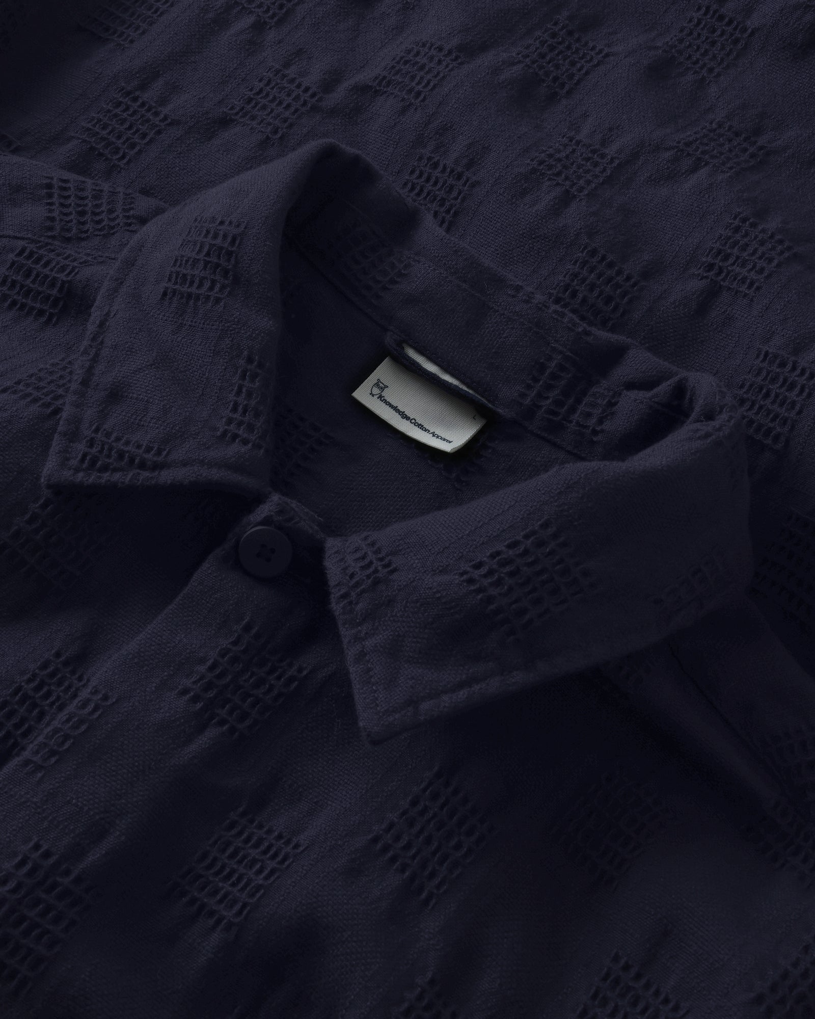 KnowledgeCotton Apparel men vegan Overshirt Loose Structure Night Sky Blue