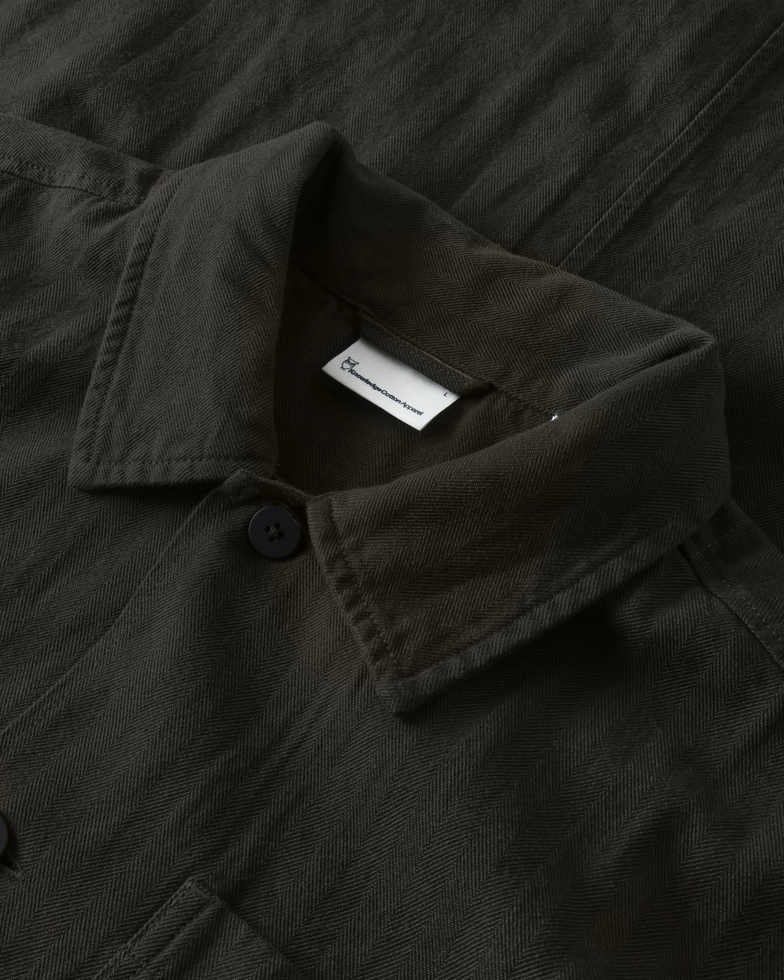 KnowledgeCotton Apparel men vegan Overshirt Herringbone Forest Night Green