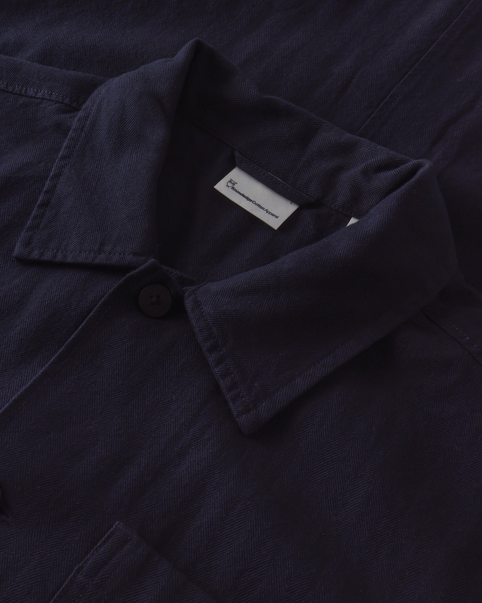 KnowledgeCotton Apparel men vegan Overshirt Herringbone Night Sky Blue