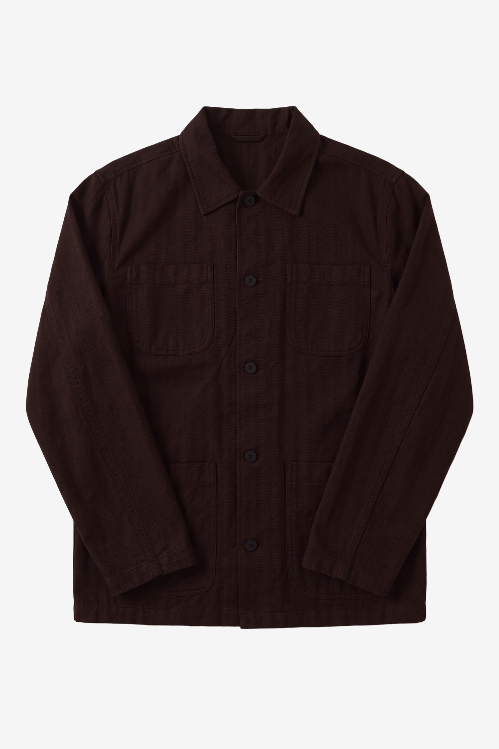 KnowledgeCotton Apparel men vegan Overshirt Herringbone Chocolate Torte Brown