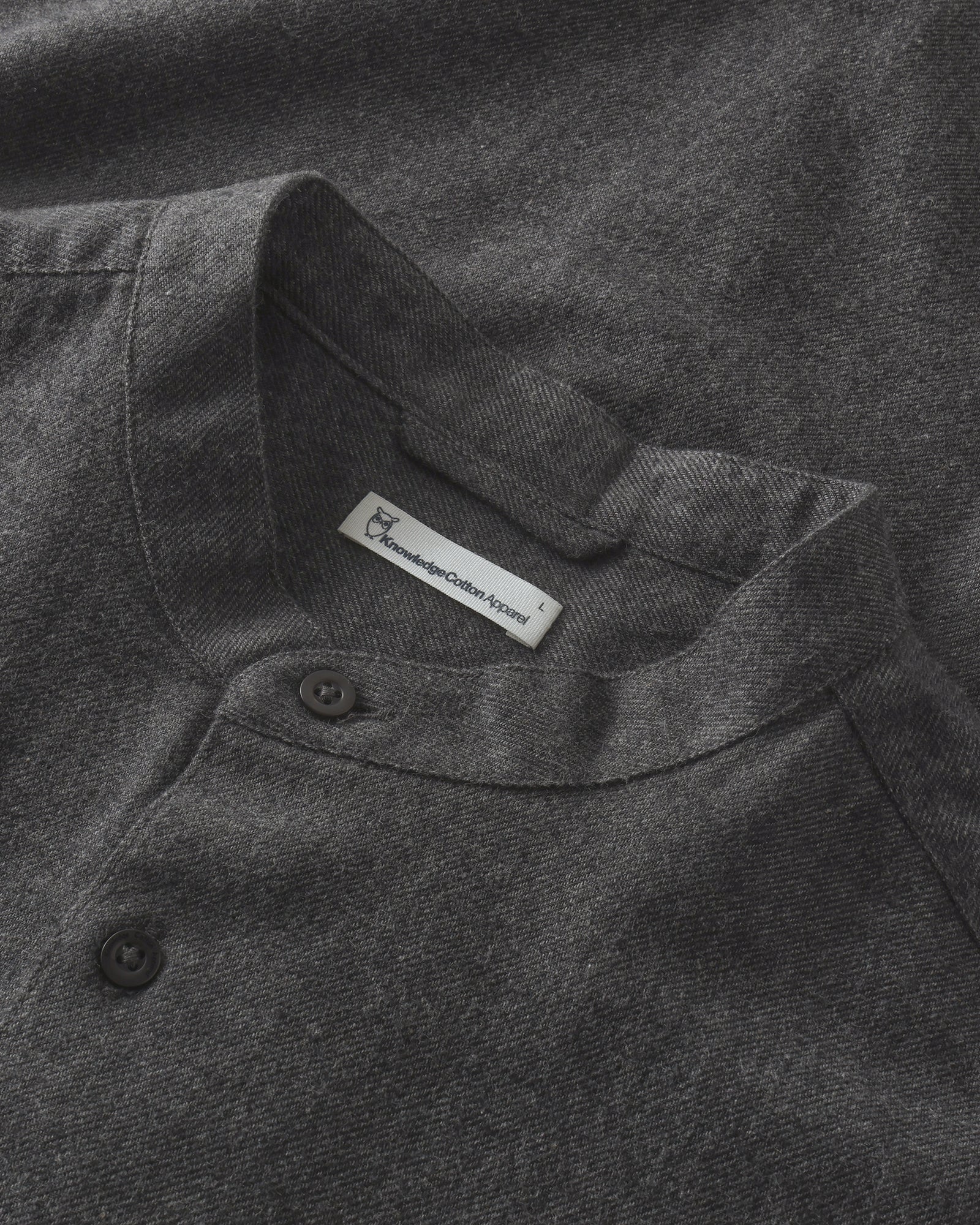KnowledgeCotton Apparel men vegan Shirt Arch Regular Flannel Dark Grey Melange