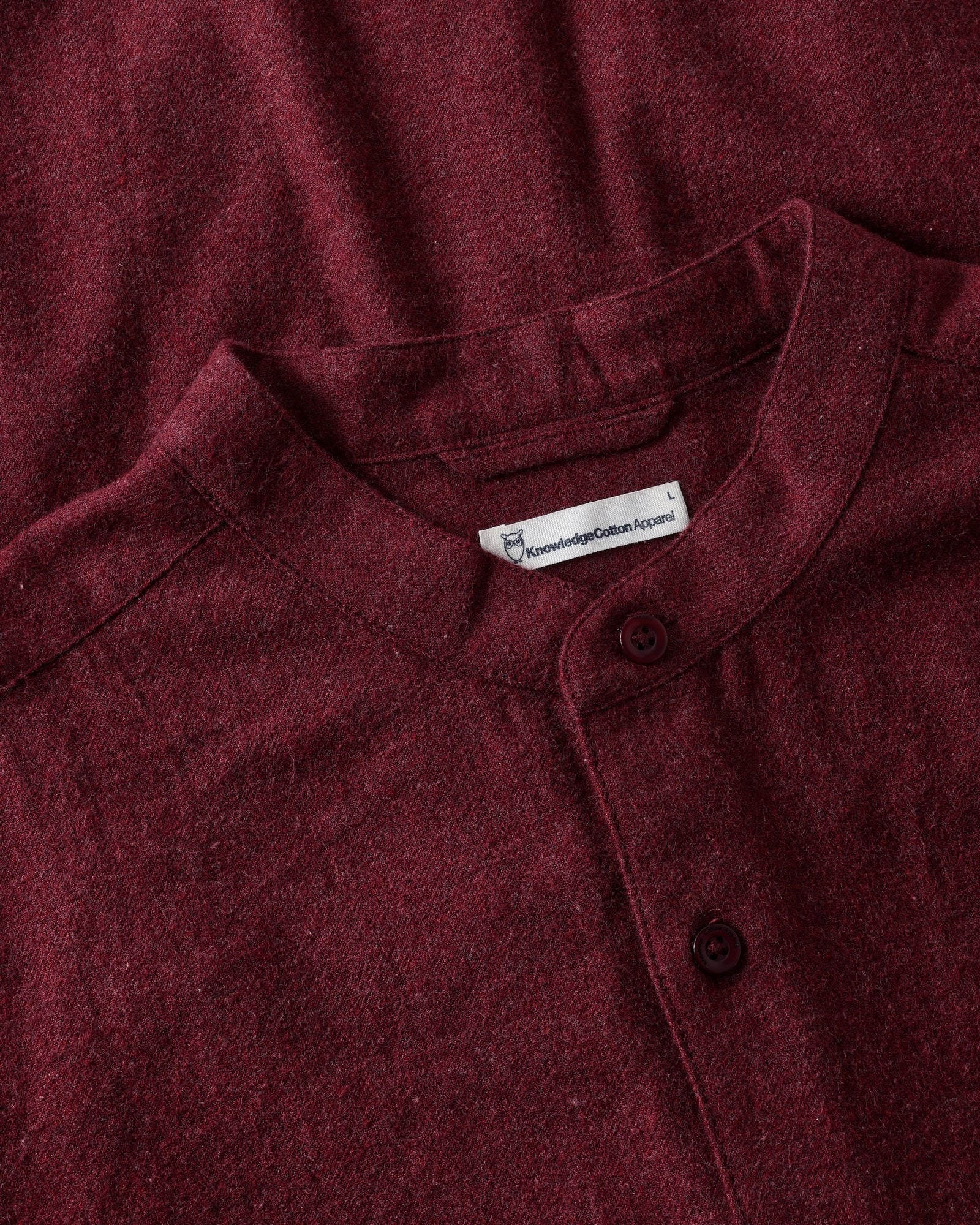 KnowledgeCotton Apparel men vegan Shirt Arch Regular Flannel Burgundy