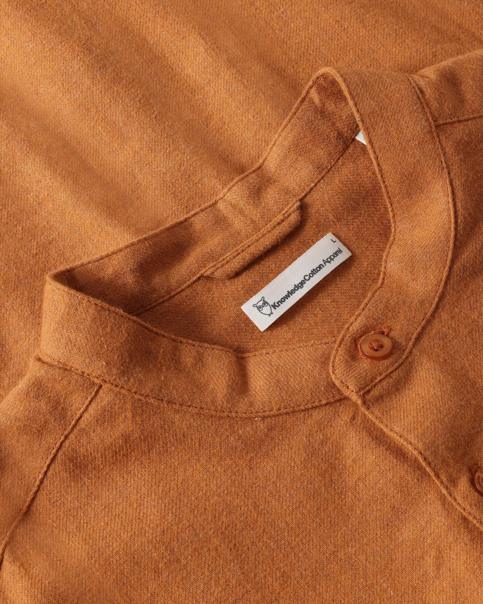 KnowledgeCotton Apparel men vegan Shirt Arch Regular Flannel Golden Oak