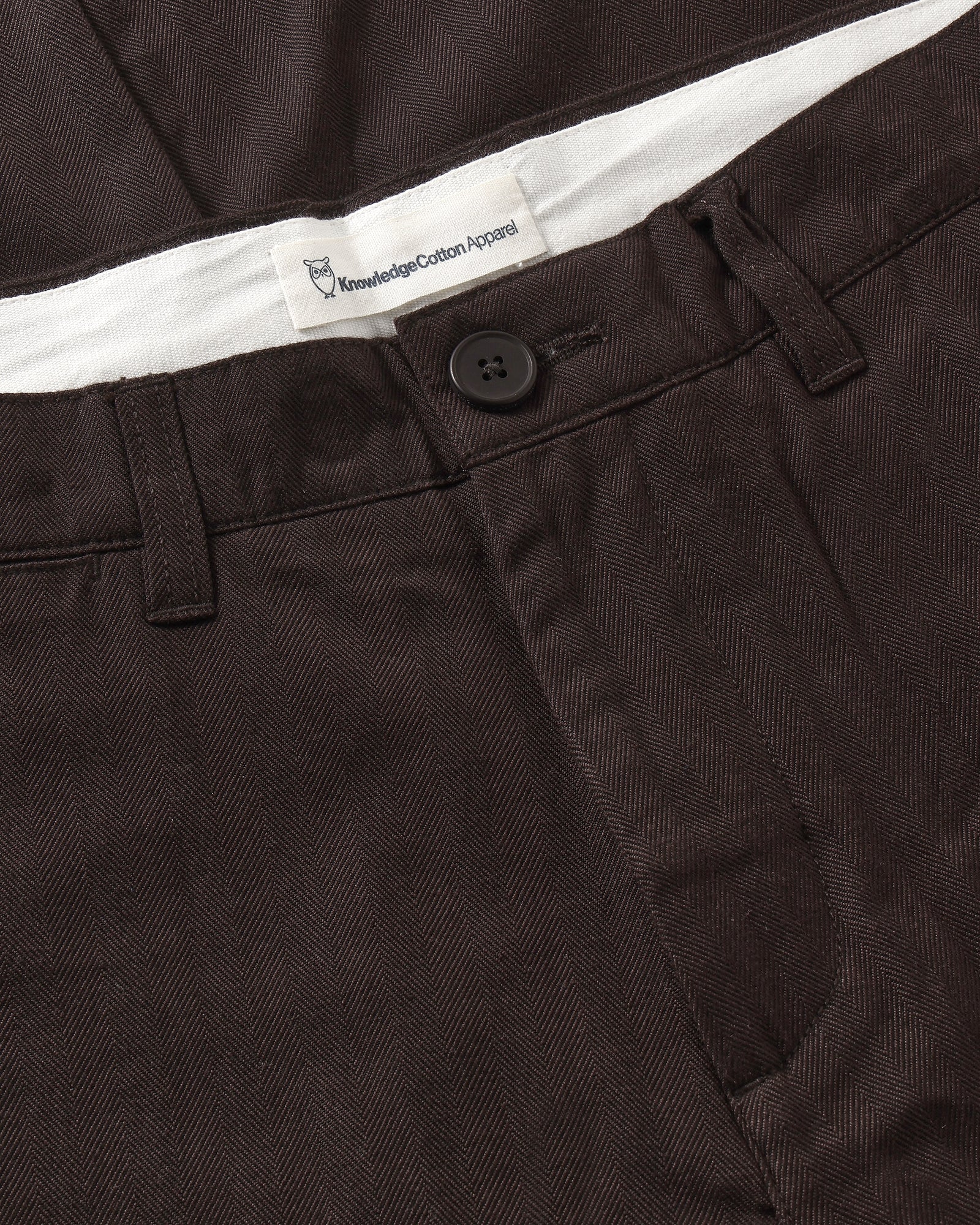KnowledgeCotton Apparel men vegan Pants Chuck Regular Herringbone Chocolate Torte