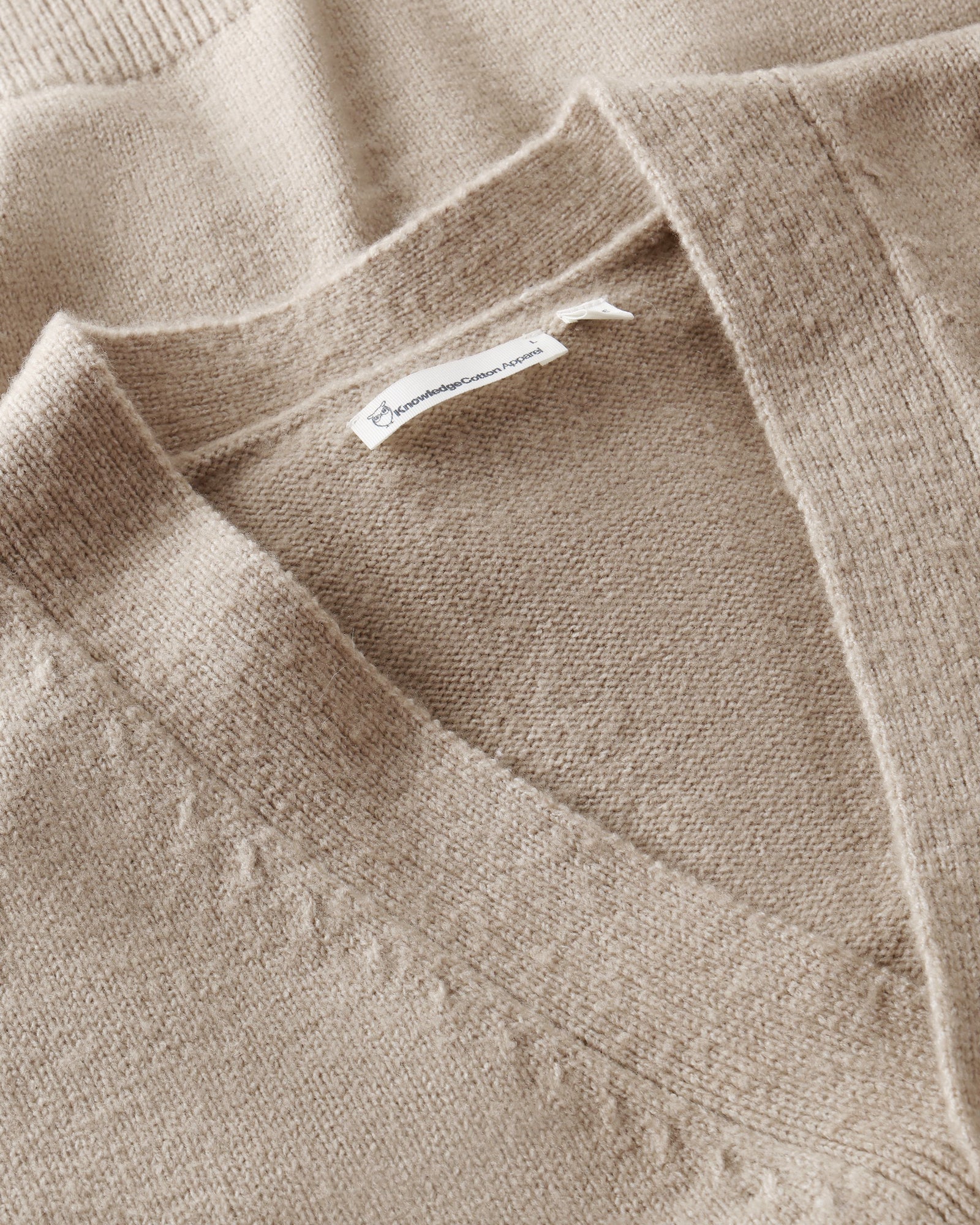 KnowledgeCotton Apparel men vegan Cardigan Men Soufflé Yarn Light Feather Grey
