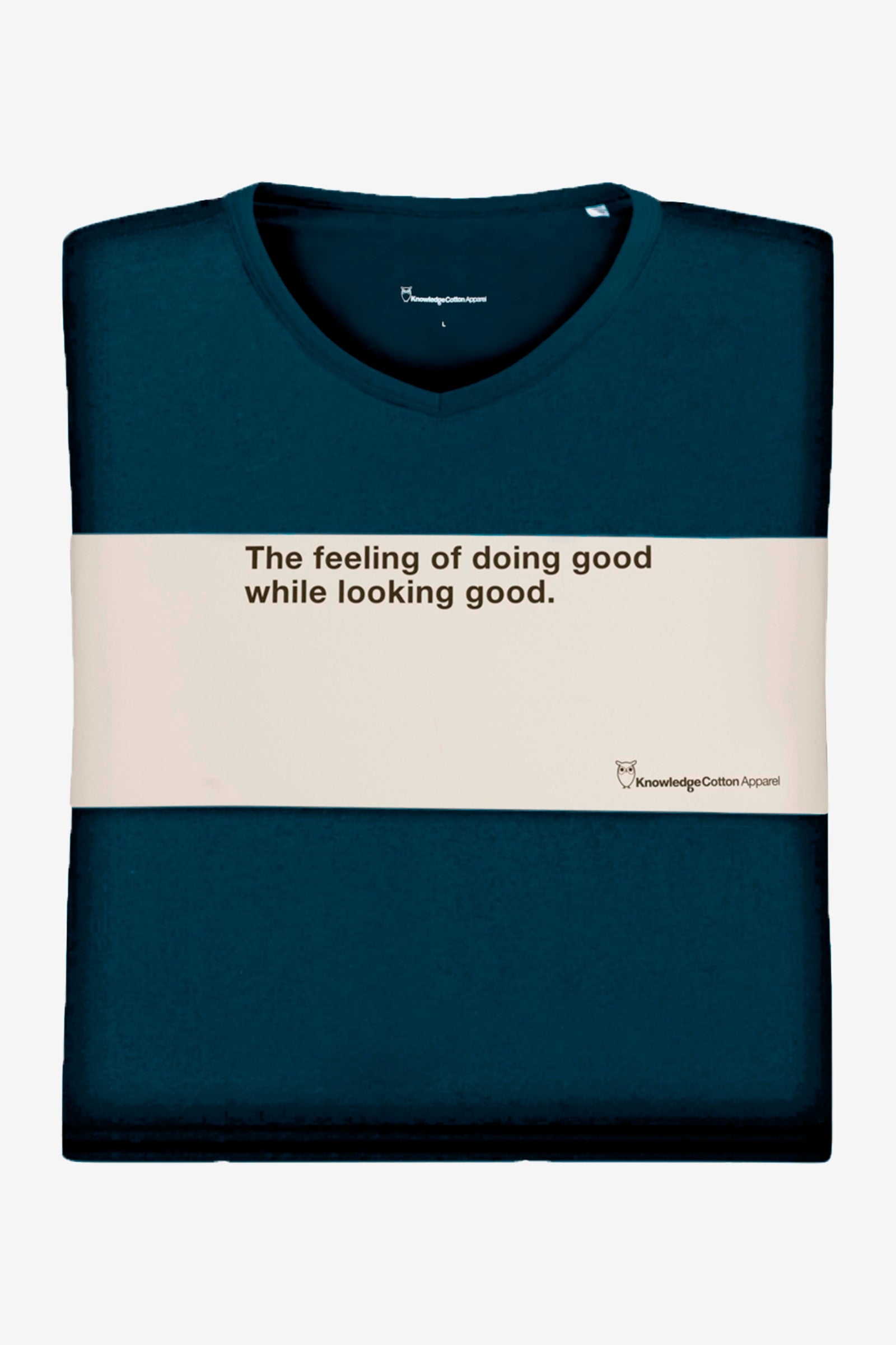 KnowledgeCotton Apparel Herren vegan 3er-Pack T-Shirts Regular Passform V-Ausschnitt Gesamtl&Atilde;&curren;nge Eclipse Blau