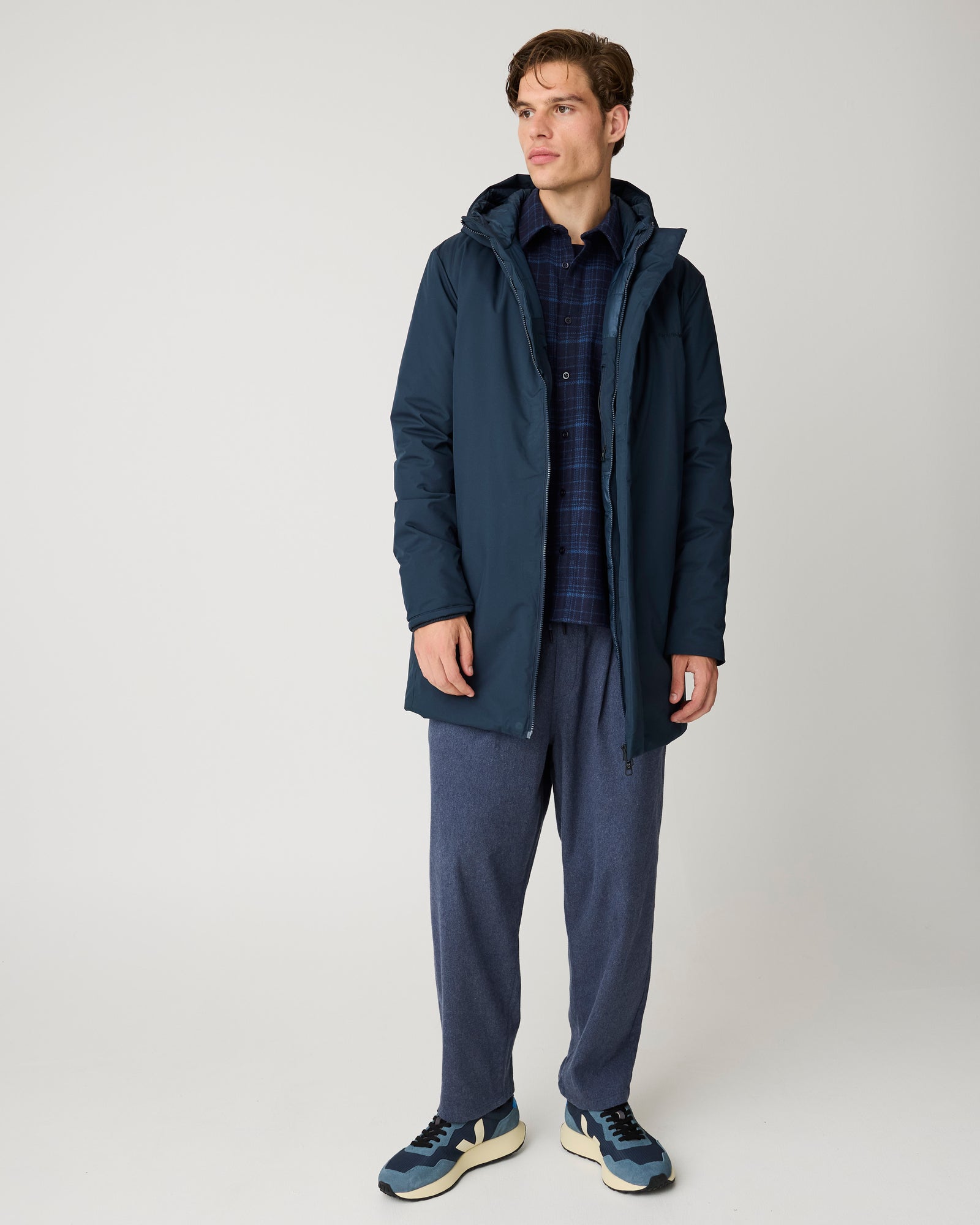 KnowledgeCotton Apparel men vegan Parka Soft Shell Total Eclipse Blue