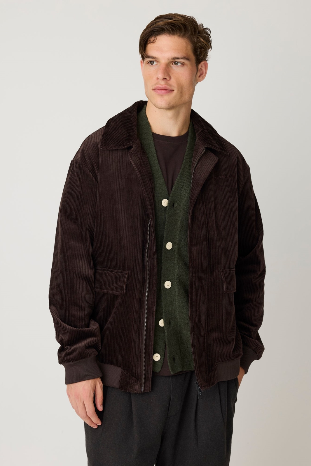 KnowledgeCotton Apparel Herren vegan Bomberjacke Aus Cord In Der Farbe Chocolate Torte