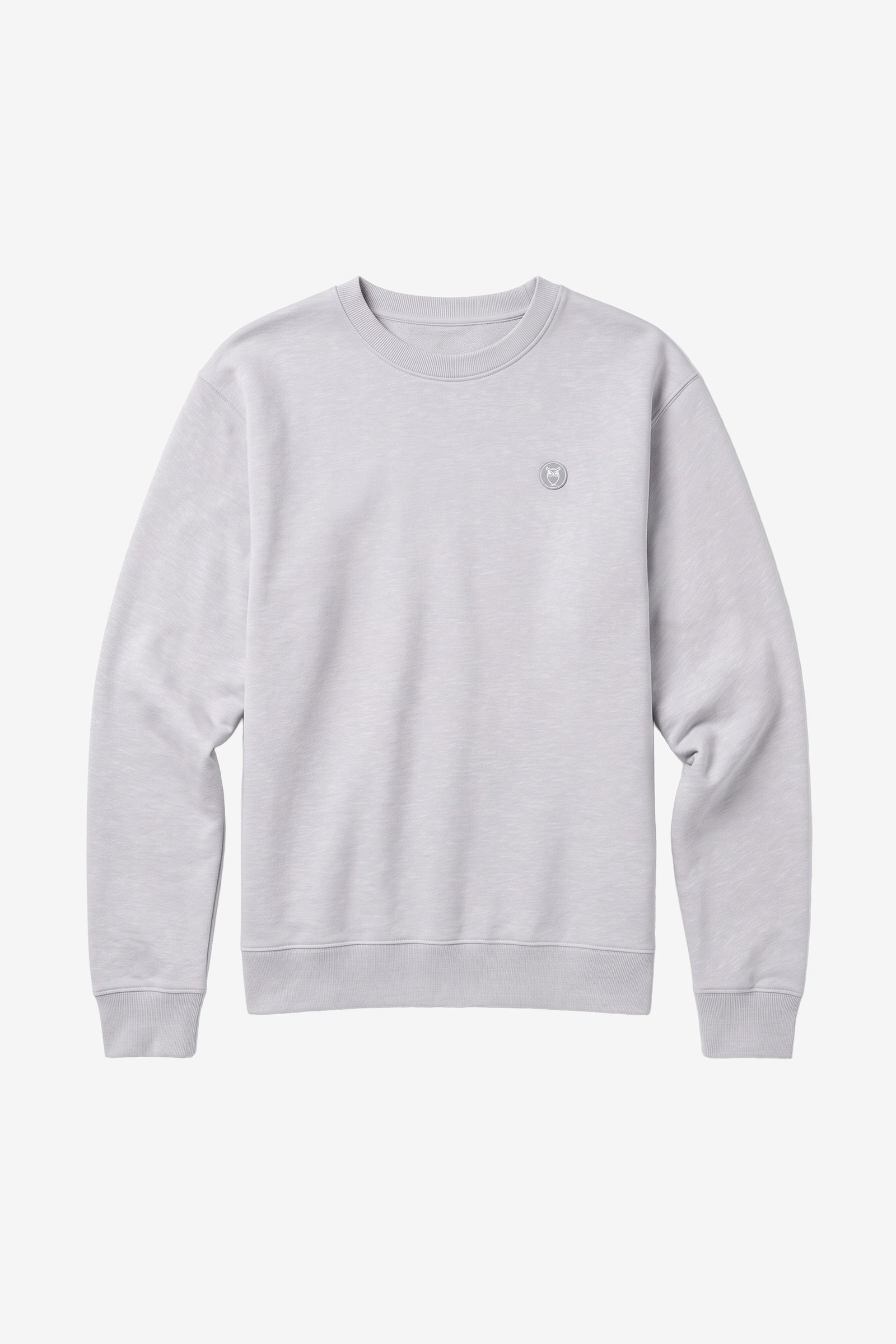 KnowledgeCotton Apparel Herren vegan Sweatshirt Badge Rundhals Hellgrau Meliert