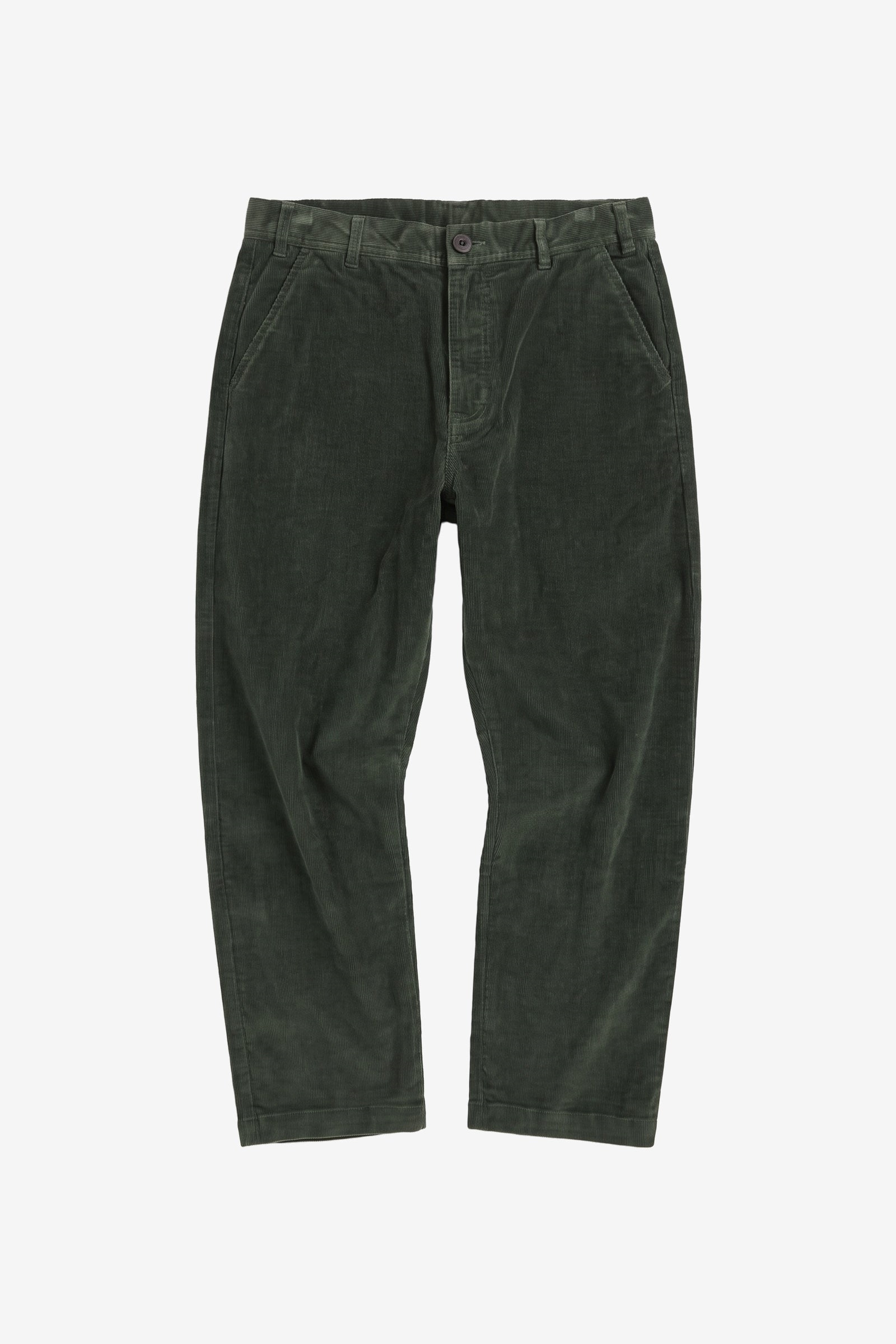 KnowledgeCotton Apparel men vegan Chino Pants Flint Wide Corduroy Forest Night Green