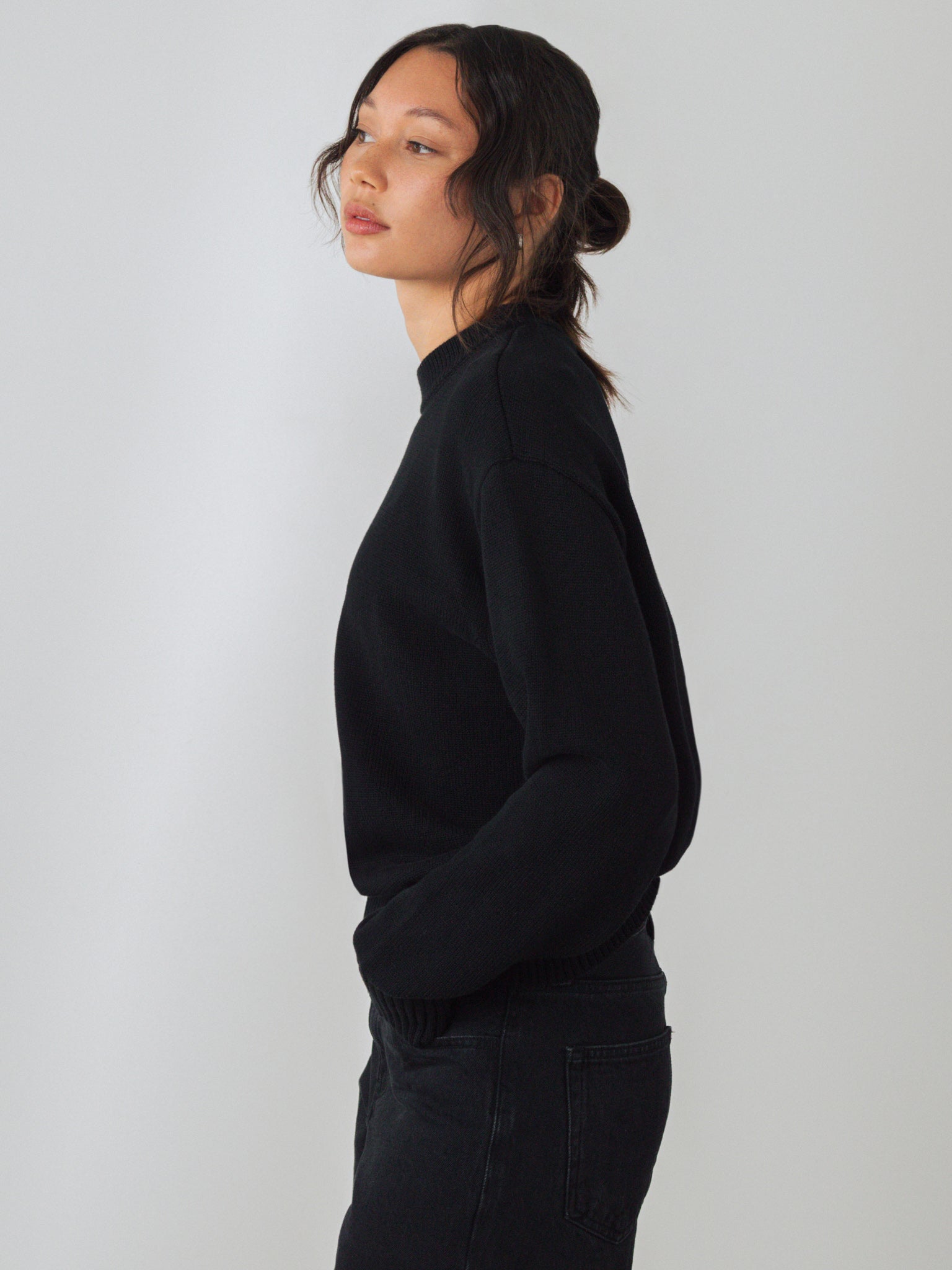 Honest Basics womens vegan Sweater Crew Black