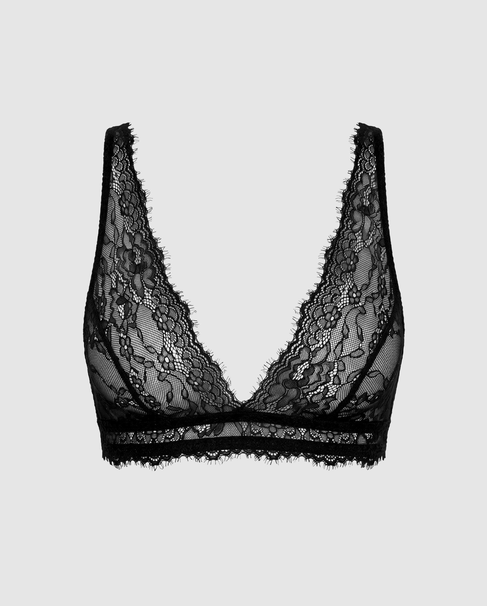 Understatement womens vegan Bralette Lace Plunge Black