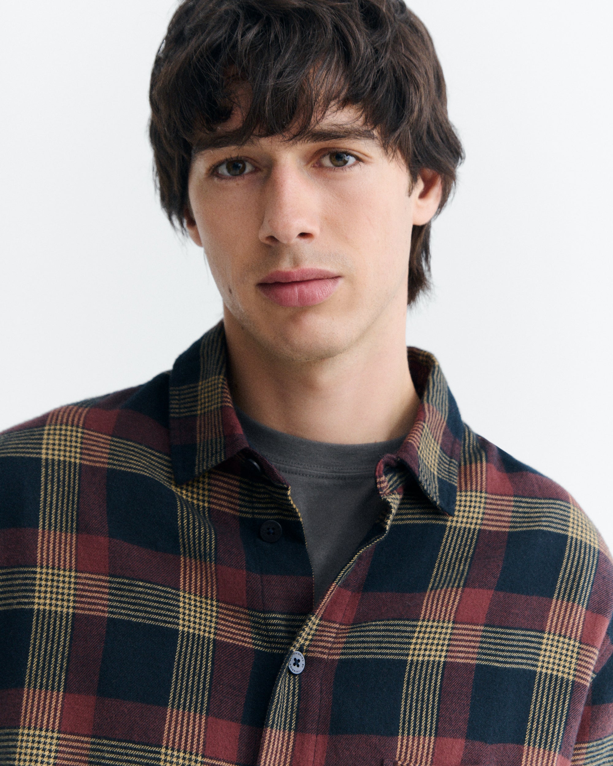 Thinking MU men vegan Overshirt Albion Theo Black Check