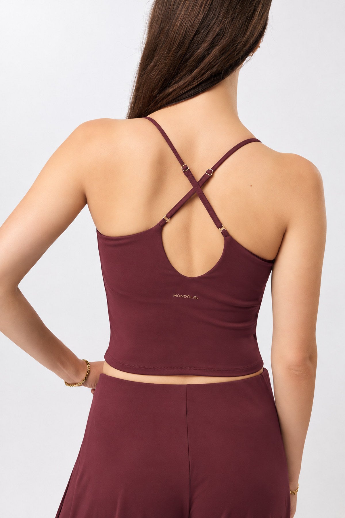 MANDALA womens vegan Sports Top Cropped Pilates Ruby Red