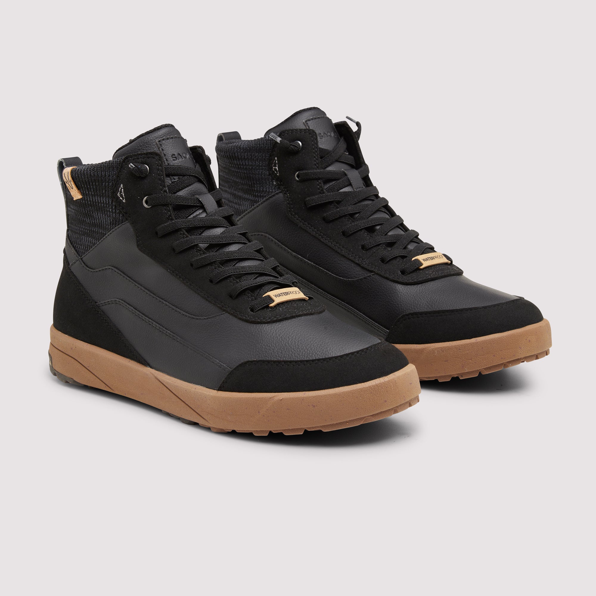 SAOLA men vegan Sneakers Men Quito Mid Waterproof Black