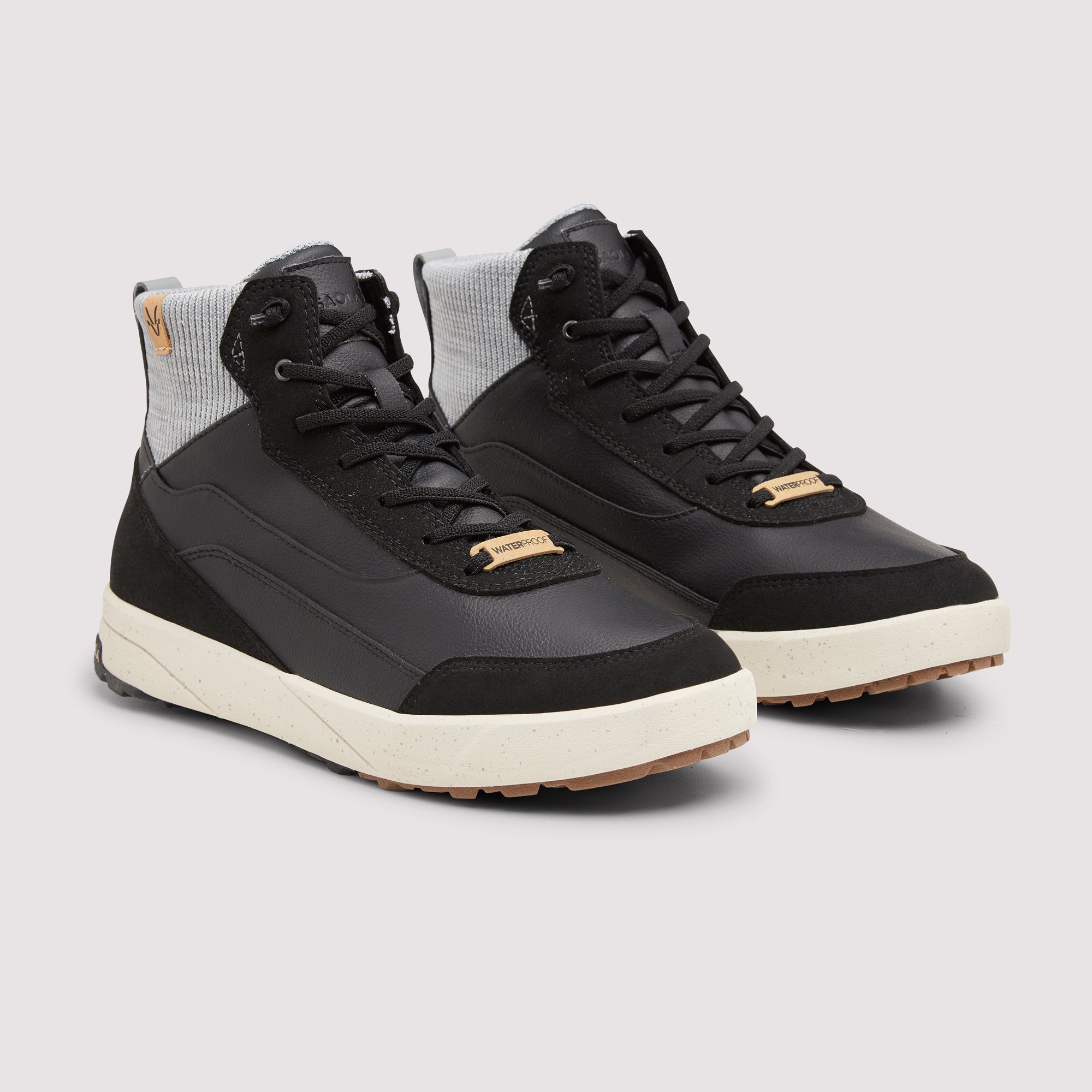 SAOLA womens vegan Sneakers Women Quito Mid Waterproof Black