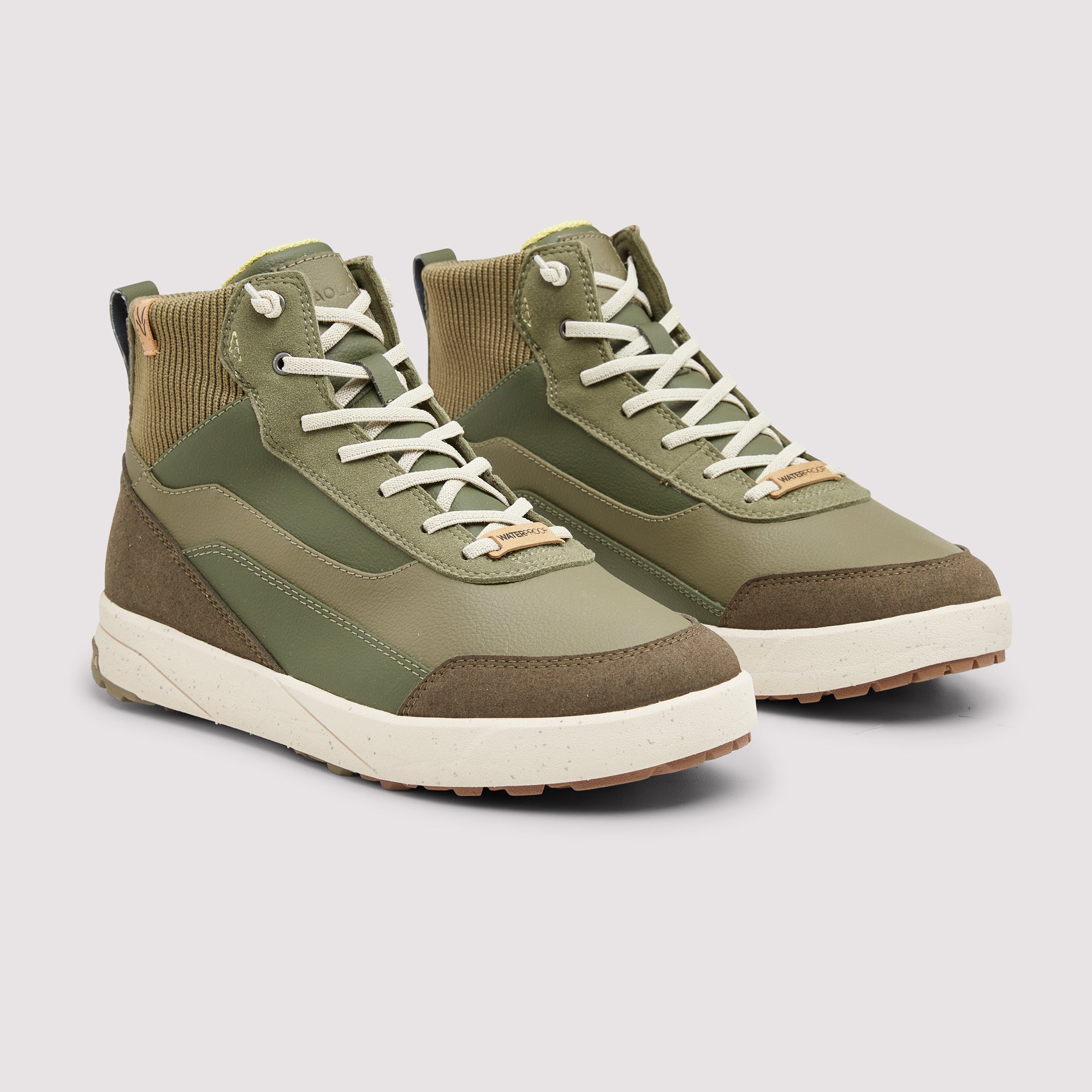 SAOLA womens vegan Sneakers Women Quito Mid Waterproof Olive