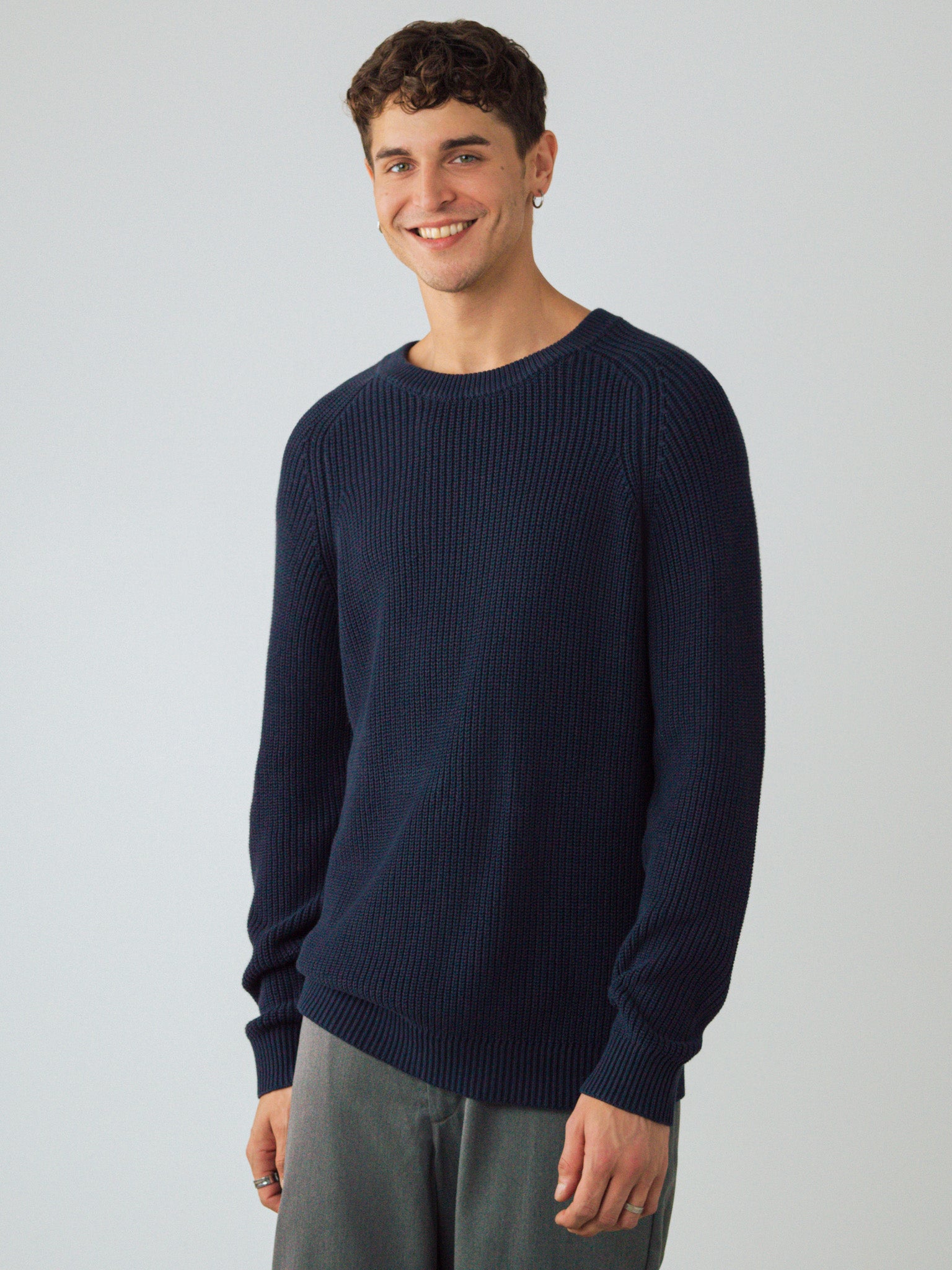 Honest Basics men vegan Jumper Heavy Knit Midnight Blue