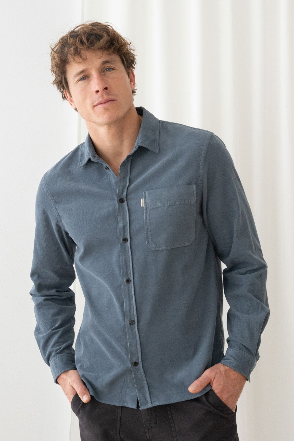 TWOTHIRDS Herren vegan Hemd Holdoya Sturmblau