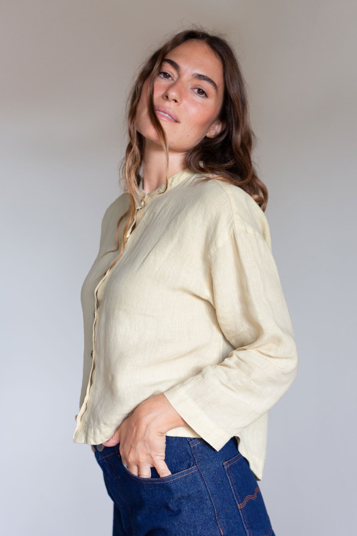 TWOTHIRDS womens vegan Shirt Pom Pom Gardenia Yellow