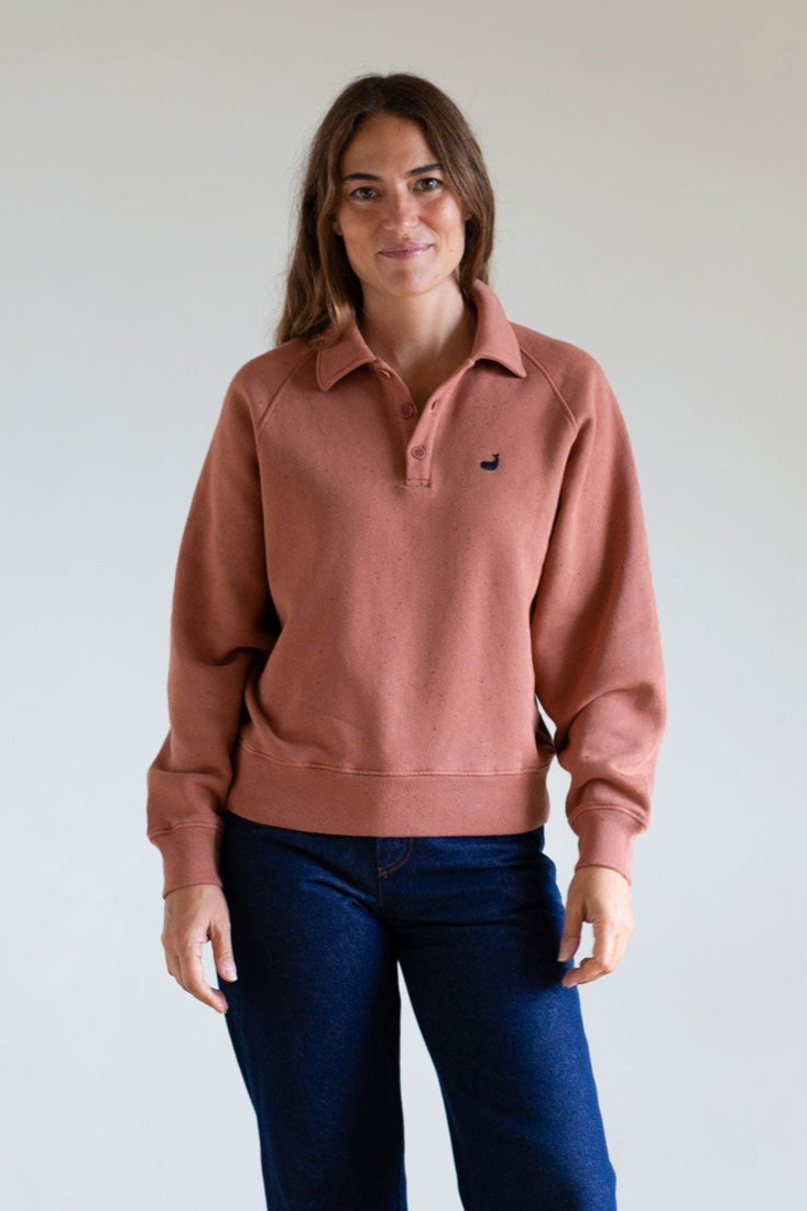 TWOTHIRDS Damen vegan Polo Sweatshirt Leskov Adobe Rose