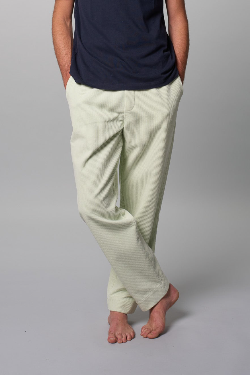 Côtelé men vegan Pants Lazy Washed Green