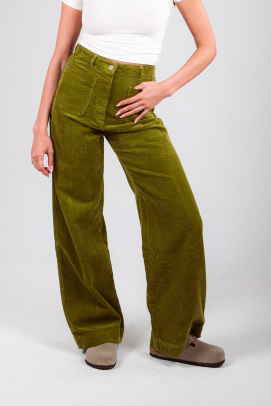 Côtelé womens vegan Pants Jane Khaki