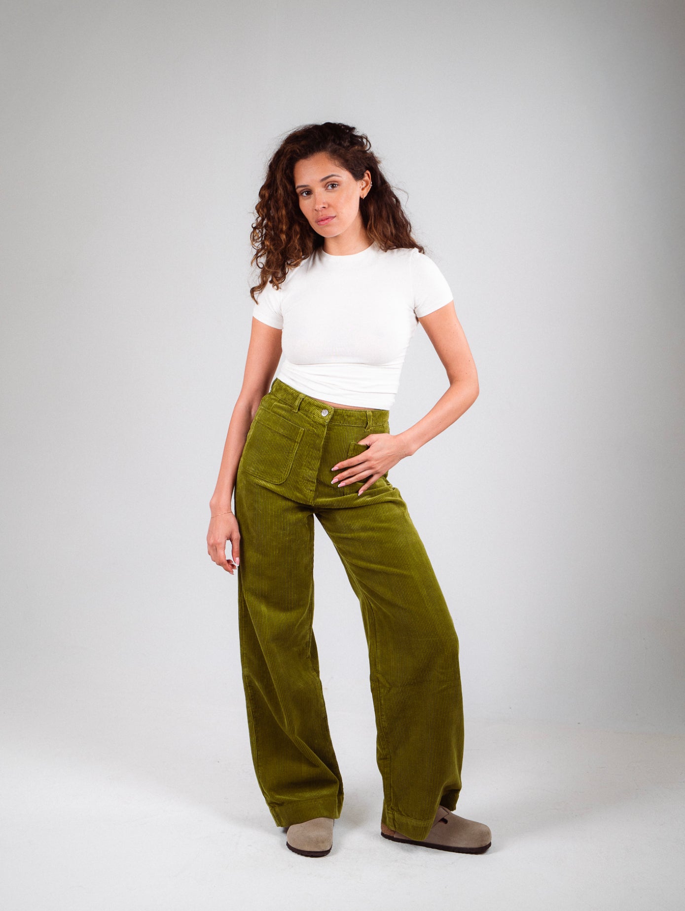 Côtelé womens vegan Pants Jane Khaki
