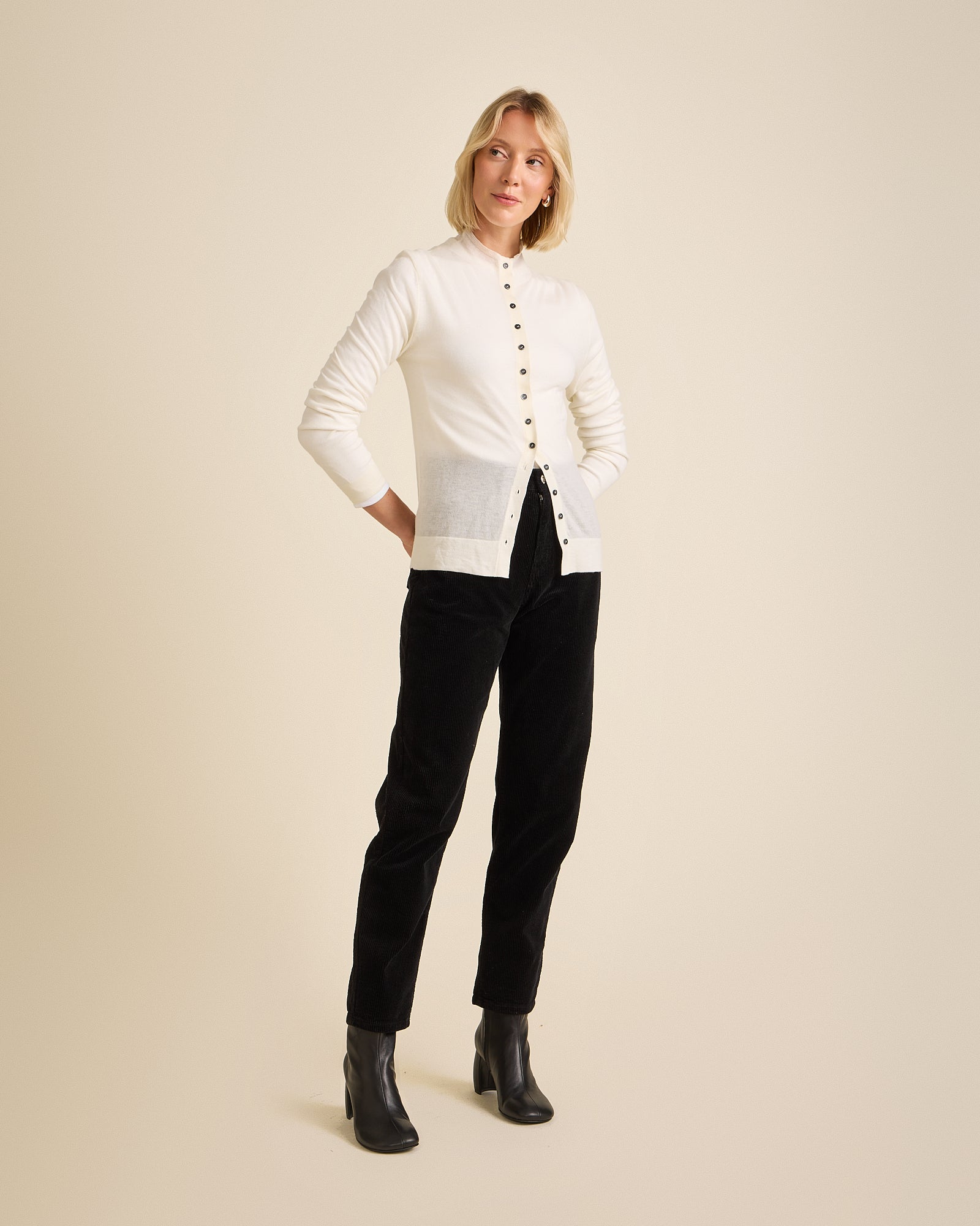 Côtelé womens vegan Pants Straight Leg Black