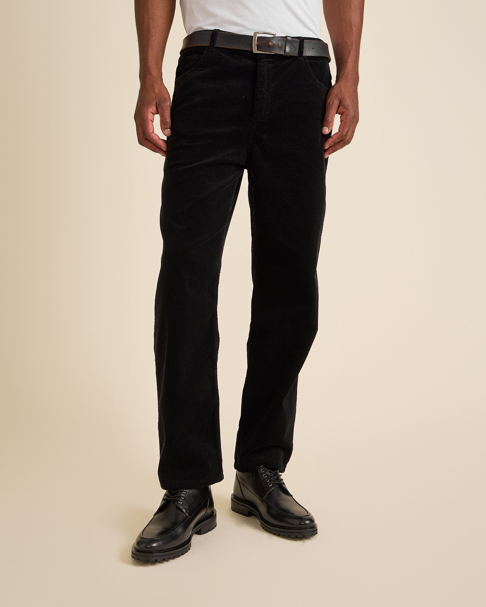 Côtelé men vegan Pants Straight Leg Black
