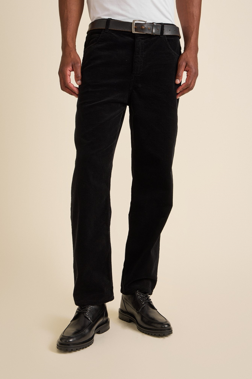 Côtelé men vegan Pants Straight Leg Black