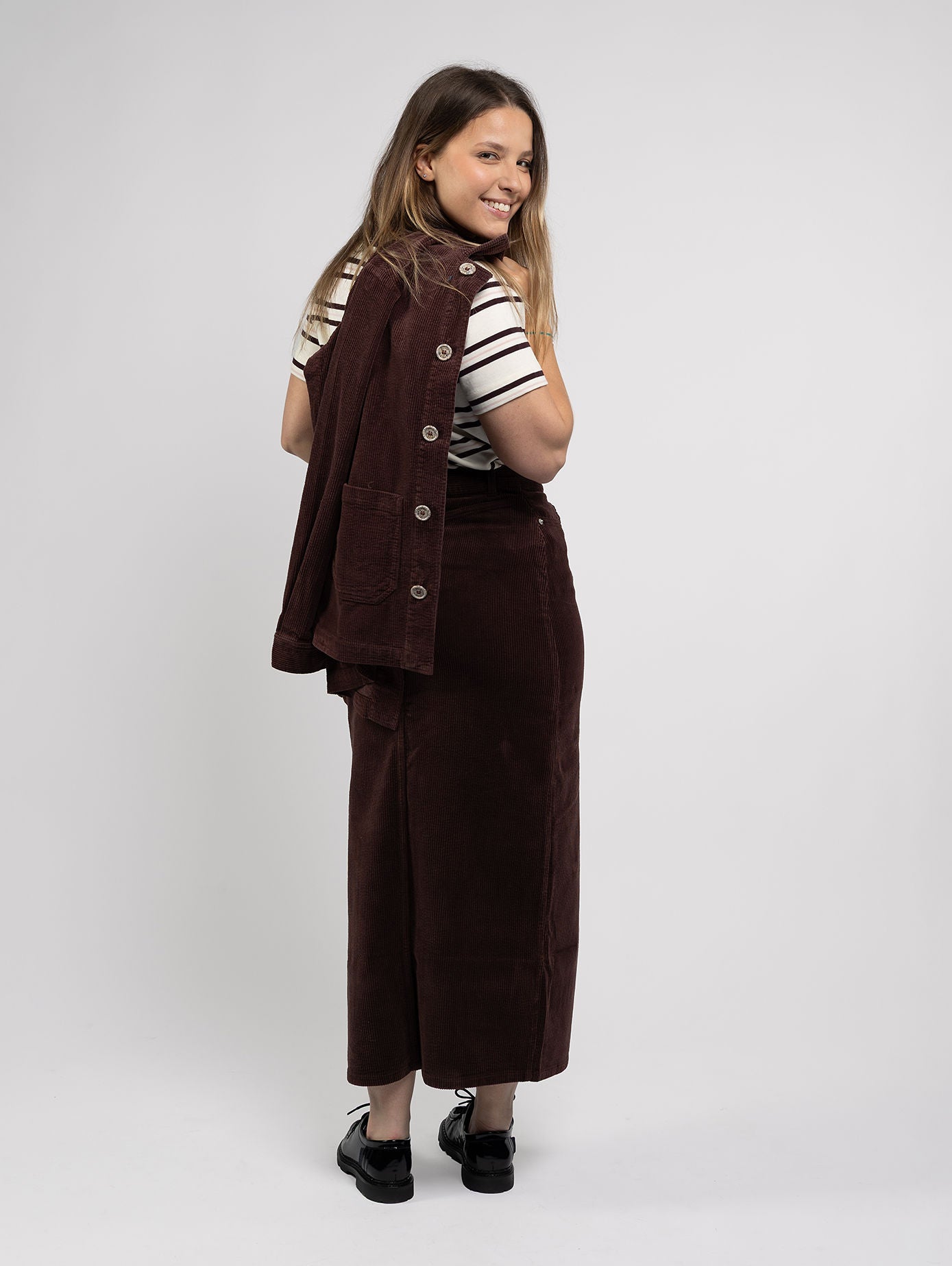 Côtelé womens vegan Skirt Frida Chocolate Brown
