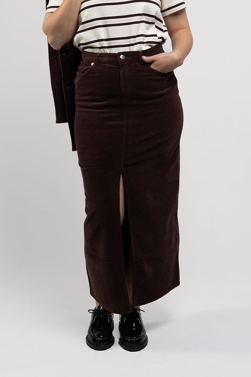 Côtelé womens vegan Skirt Frida Chocolate Brown