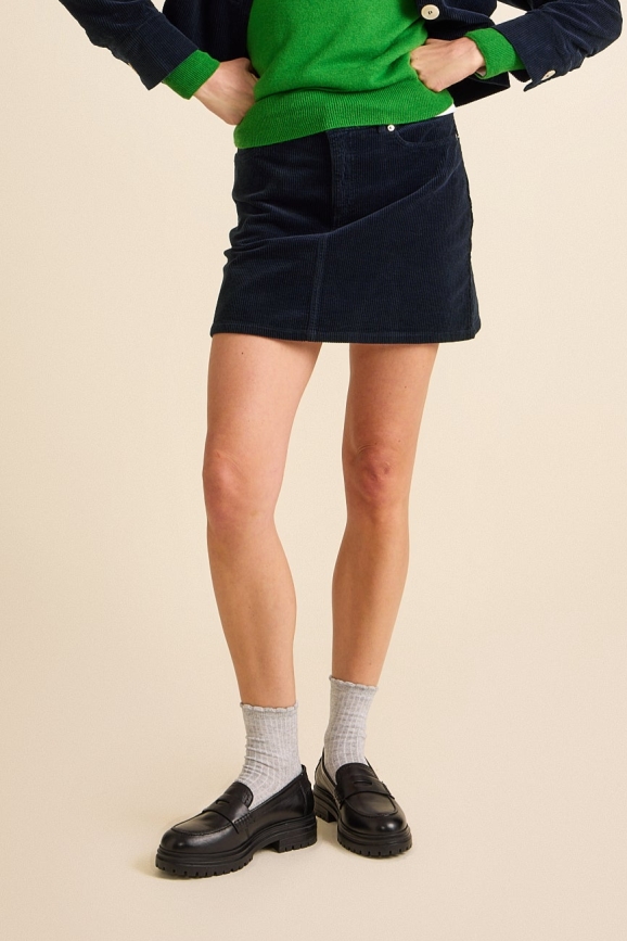 Côtelé womens vegan Mini Skirt Navy