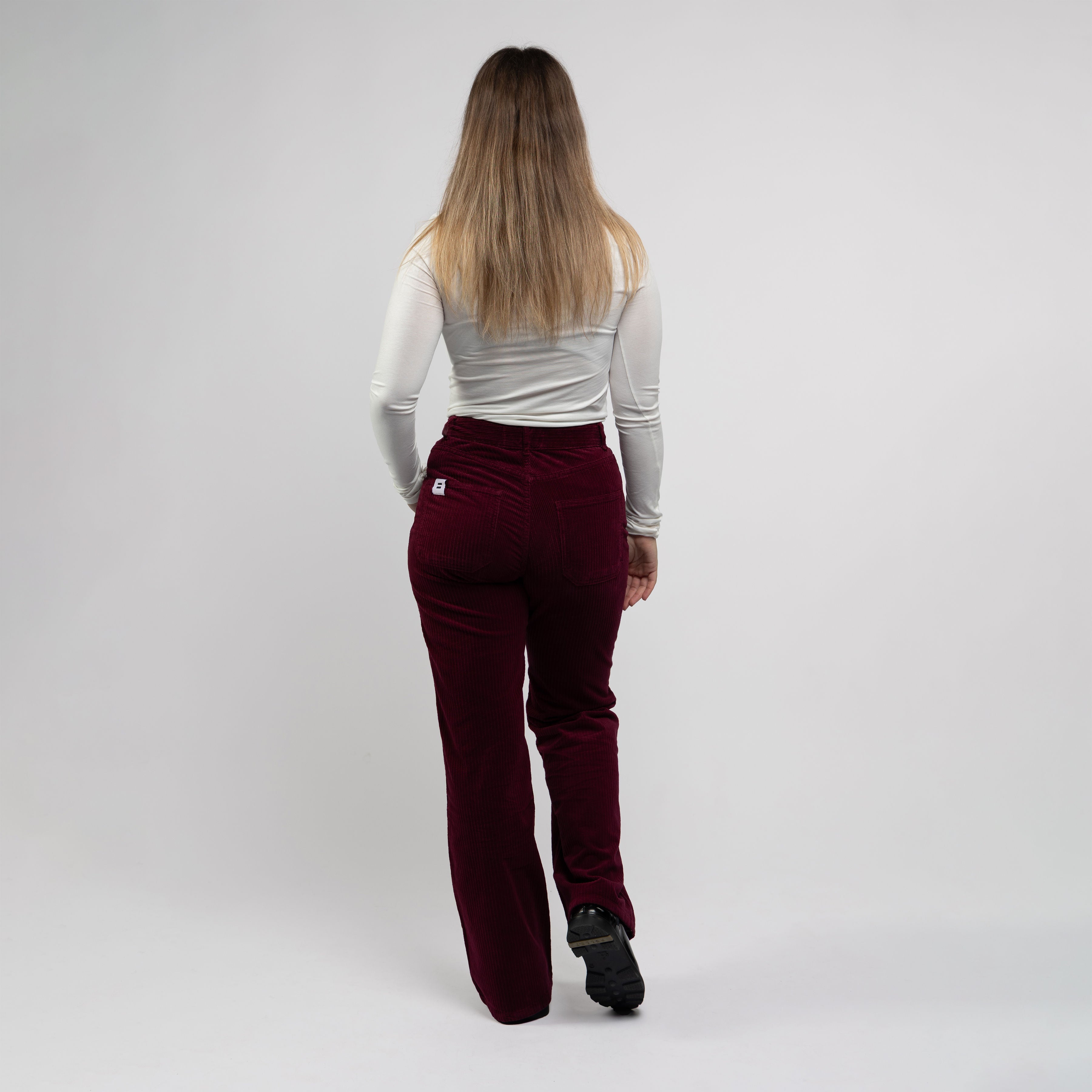 Côtelé womens vegan Flare Pants Plum Purple