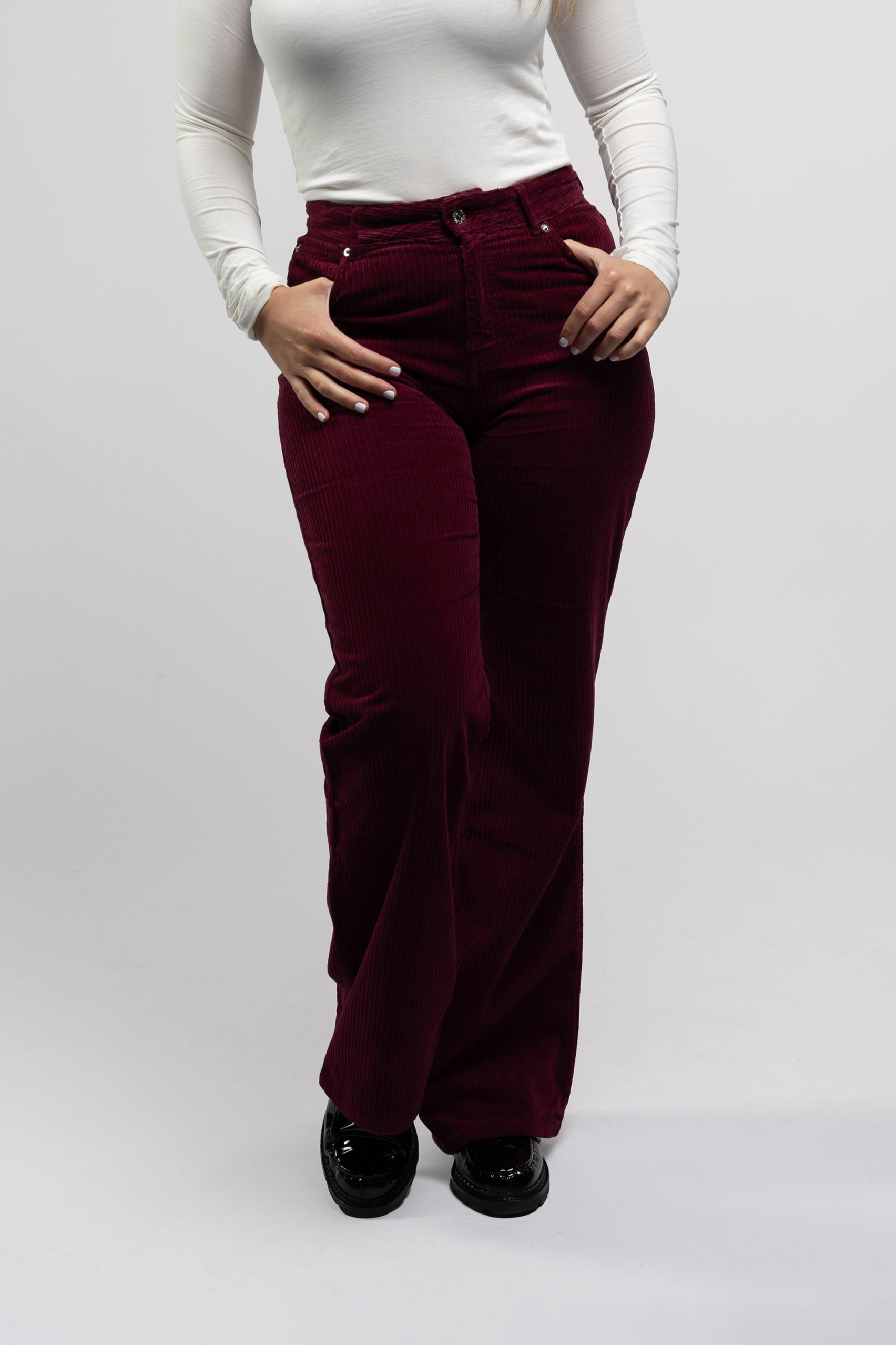 Côtelé womens vegan Flare Pants Plum Purple
