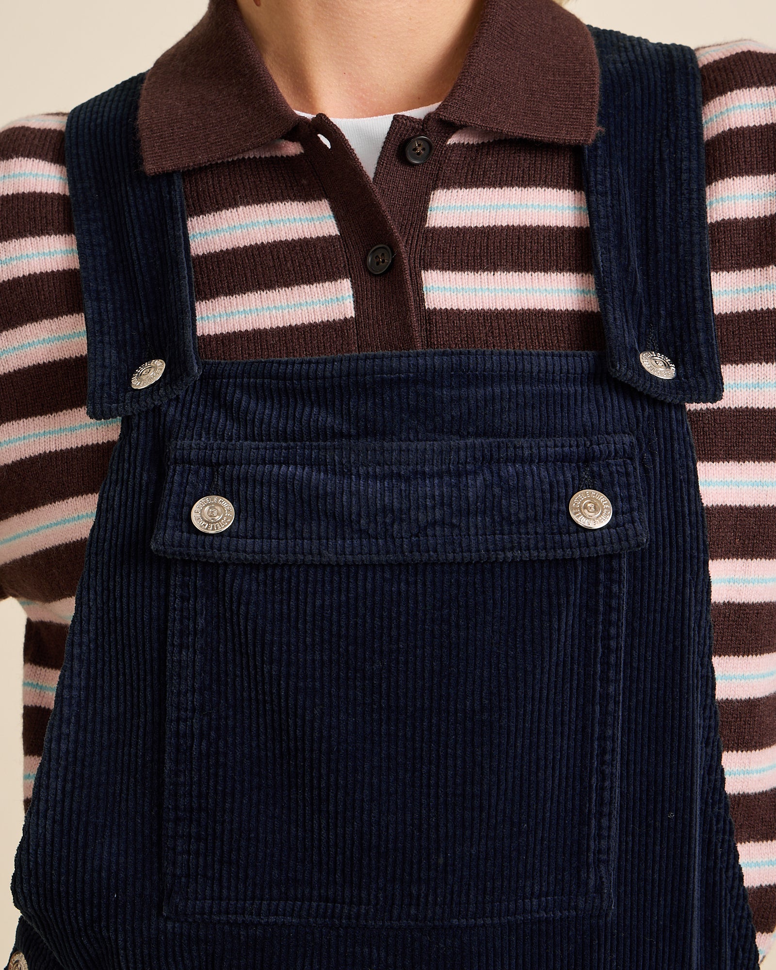 Côtelé womens vegan Dungarees Angel Navy