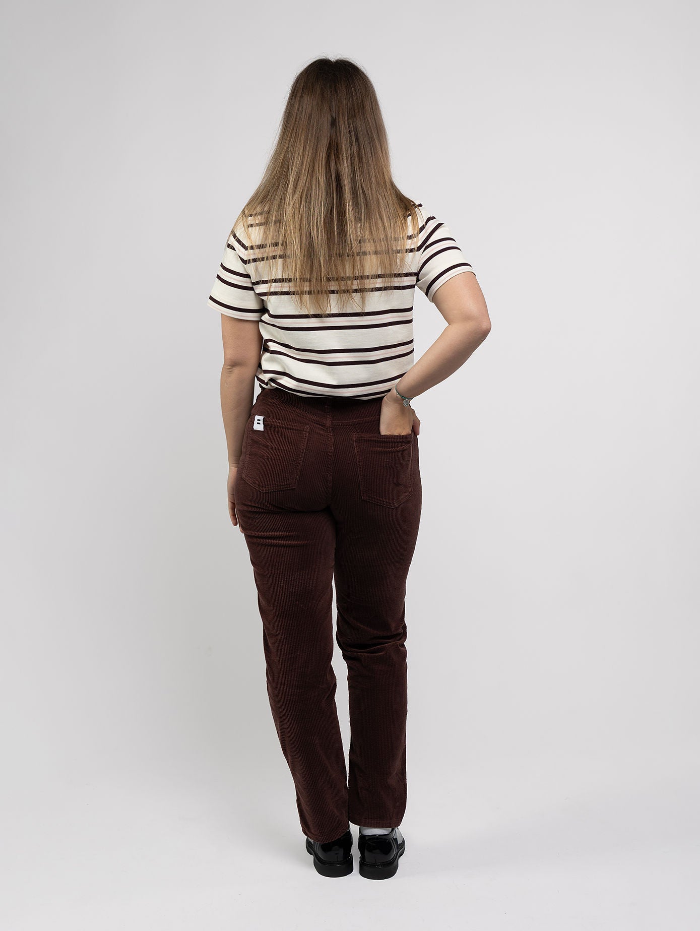 Côtelé womens vegan Pants Straight Leg Chocolate Brown