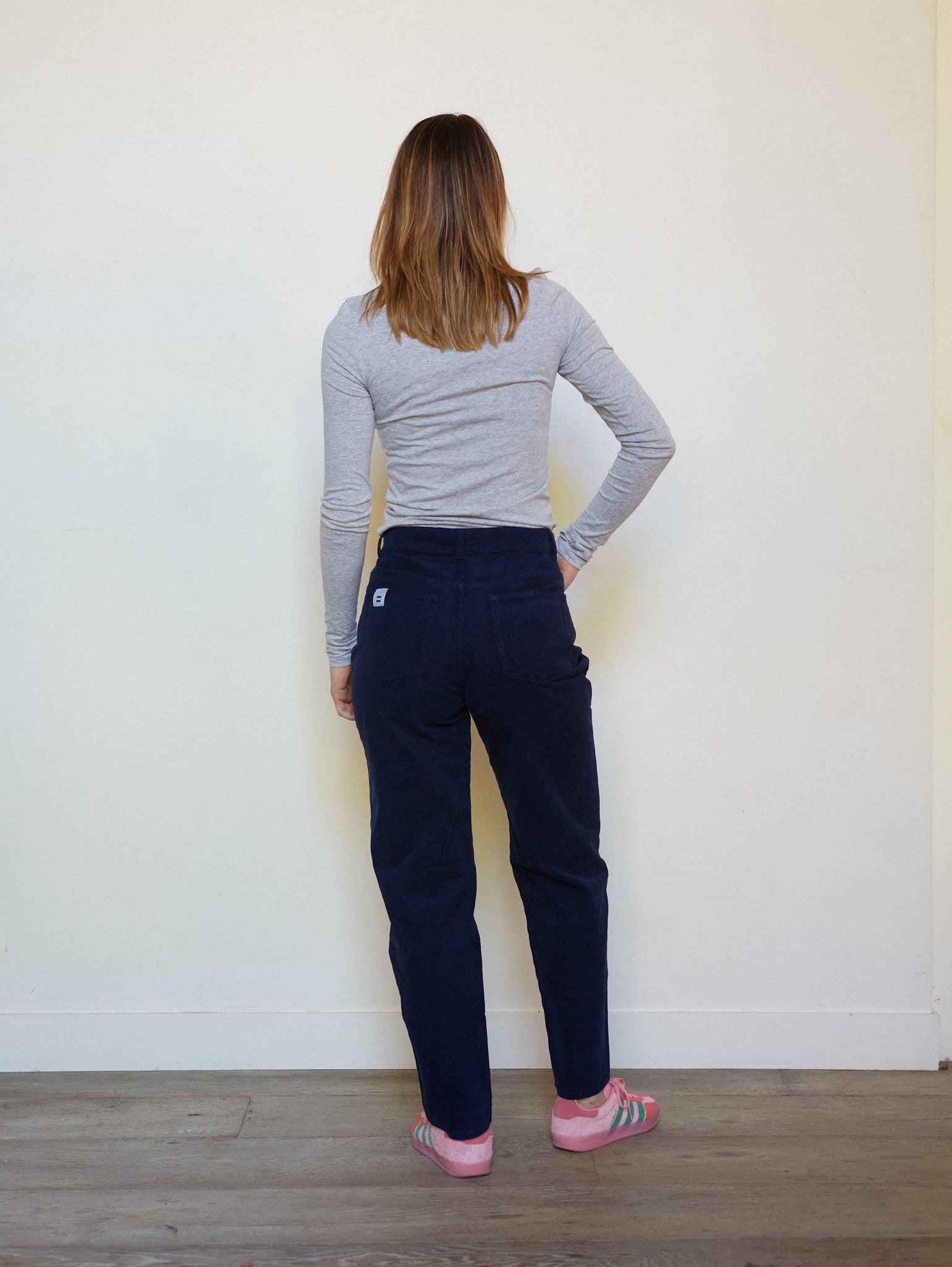 Côtelé womens vegan Pants Straight Leg Navy