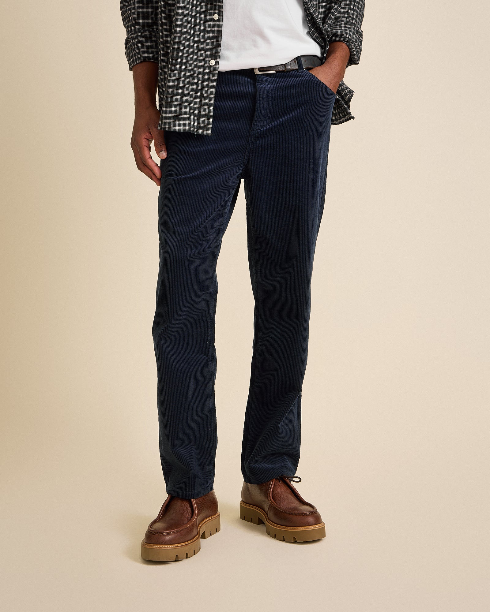 Côtelé men vegan Pants Straight Leg Navy