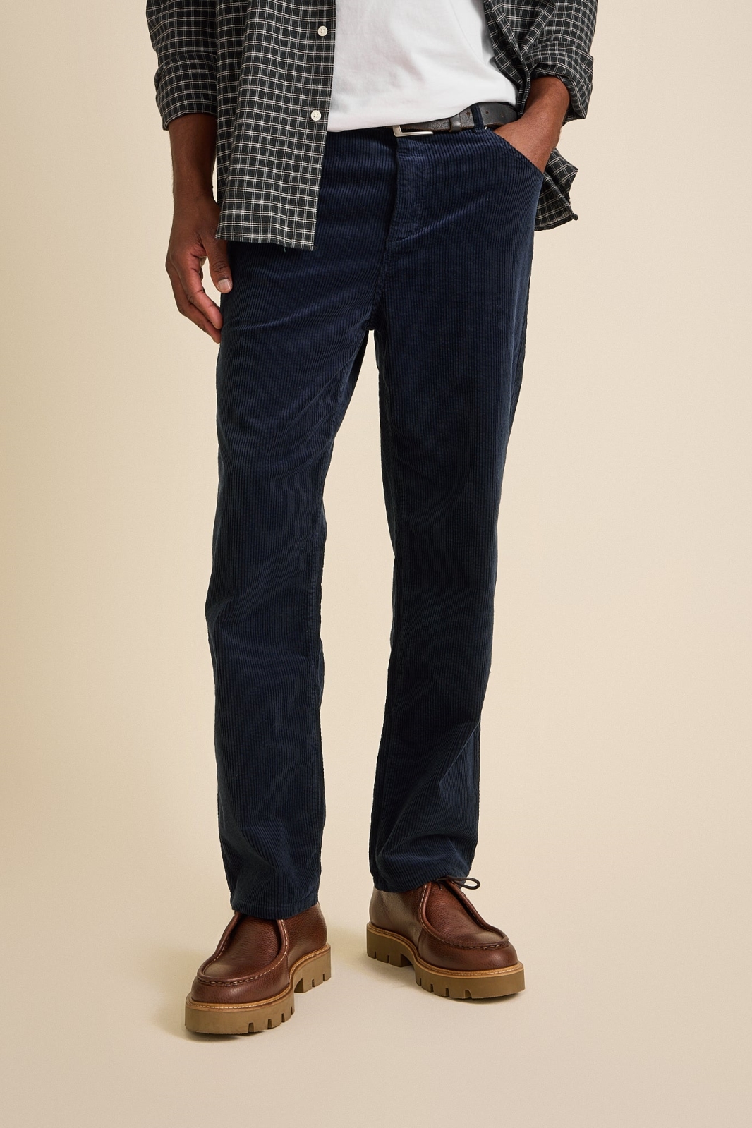 Côtelé men vegan Pants Straight Leg Navy
